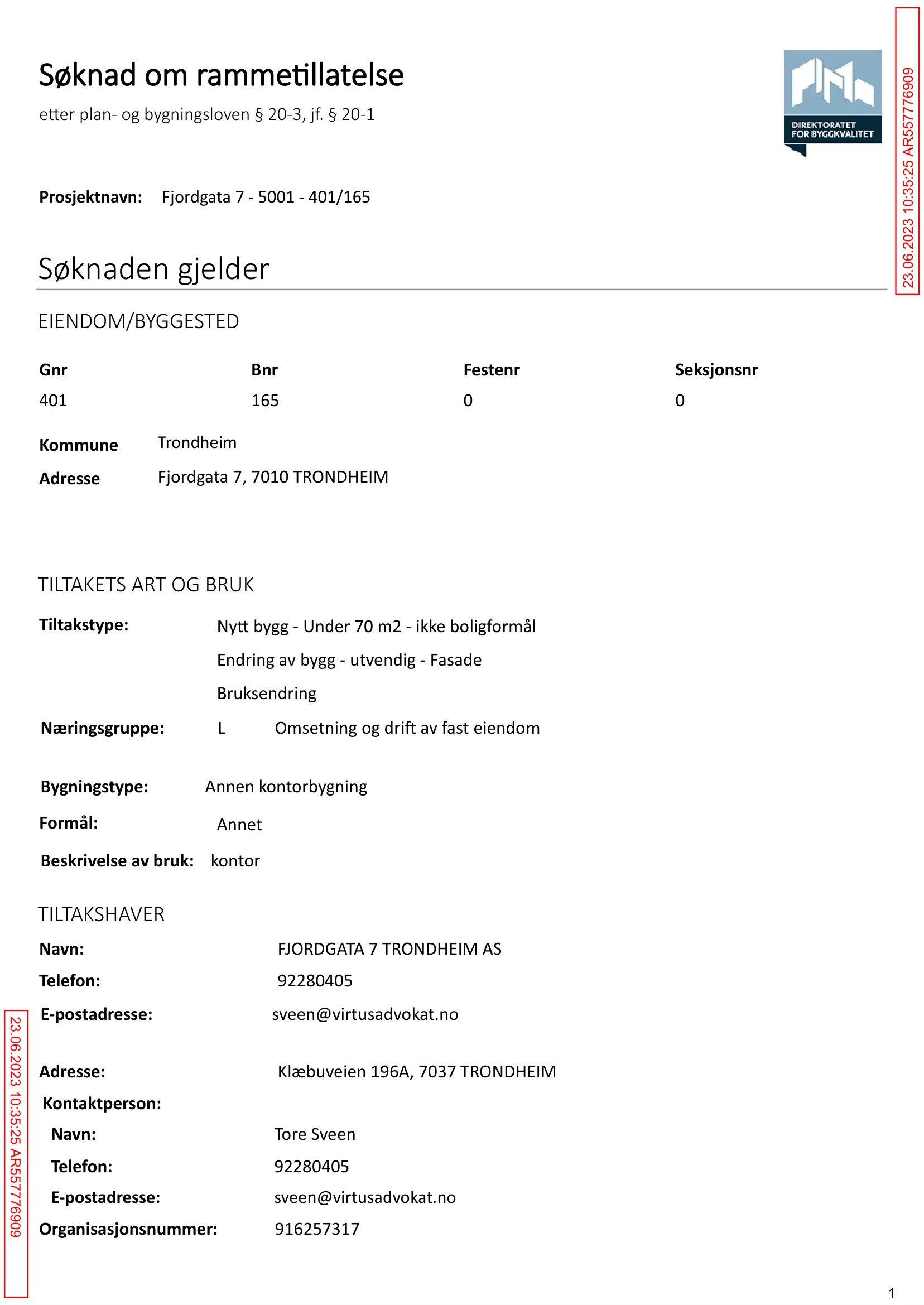 Søknad om rammetillatelse