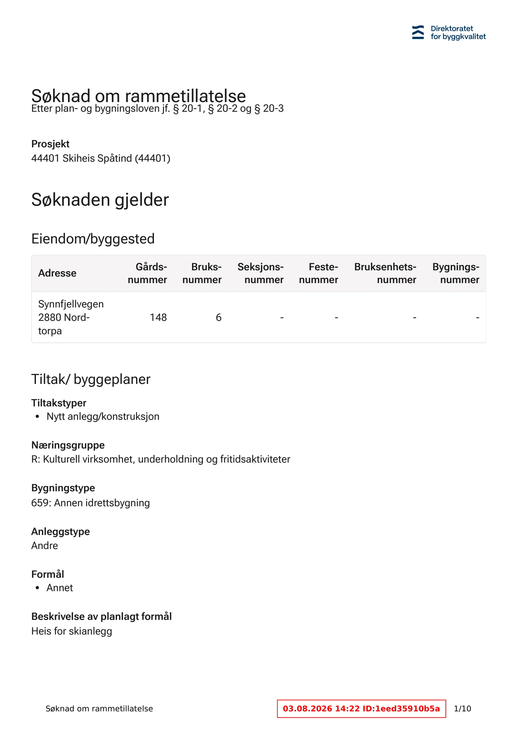 Søknad om rammetillatelse