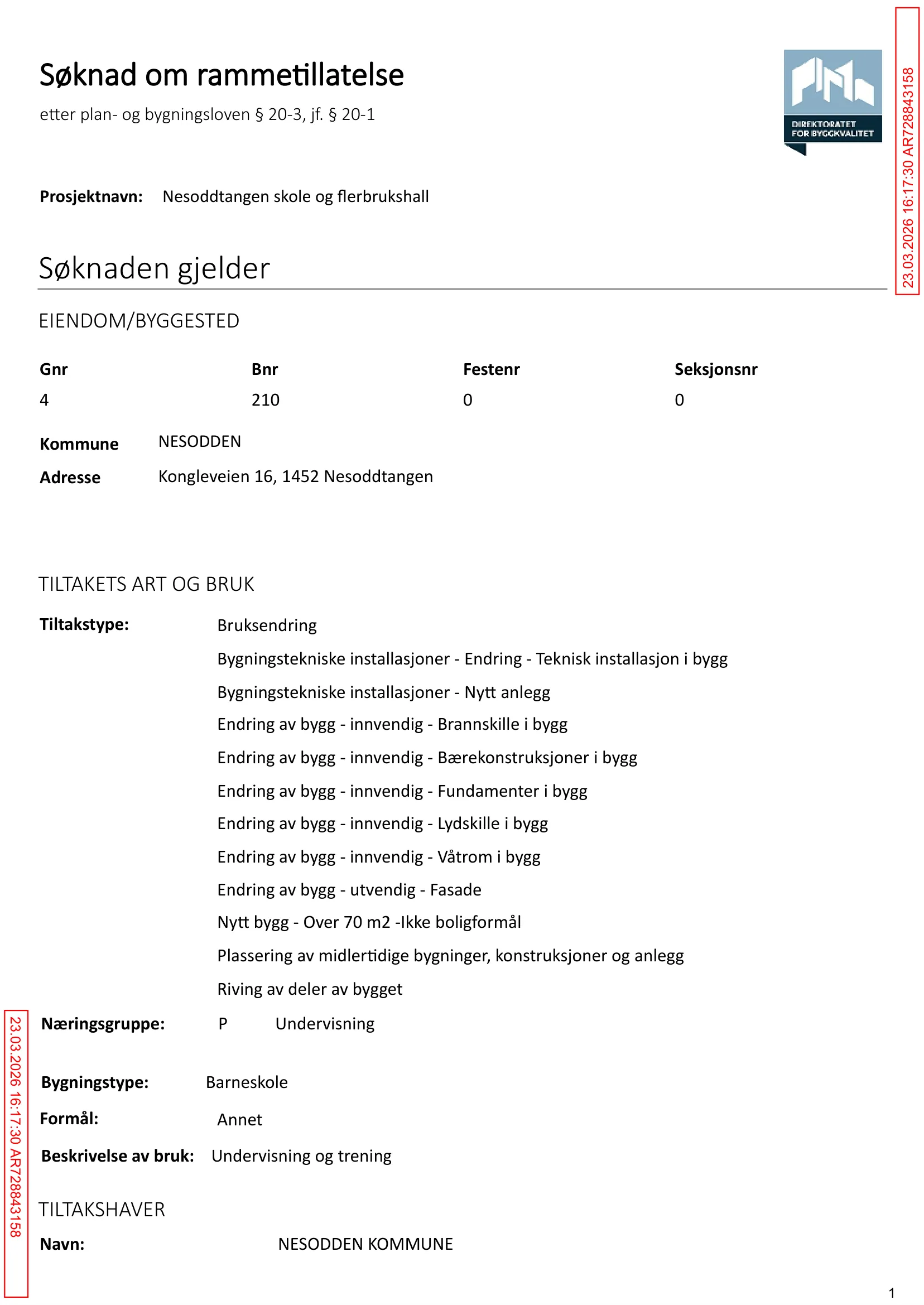 Søknad om rammetillatelse