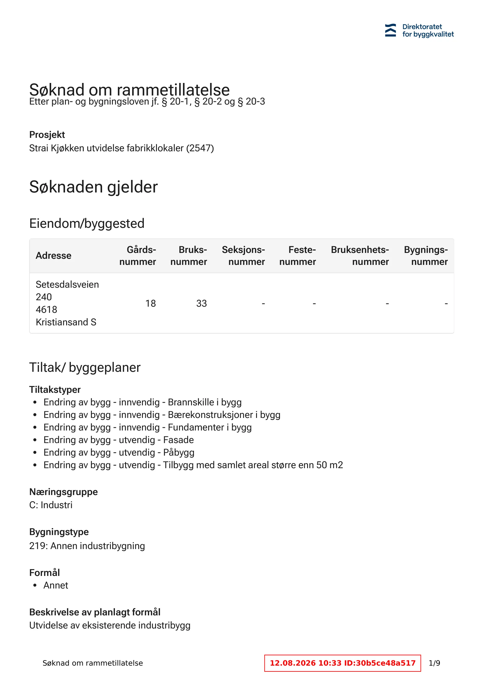 Søknad om rammetillatelse