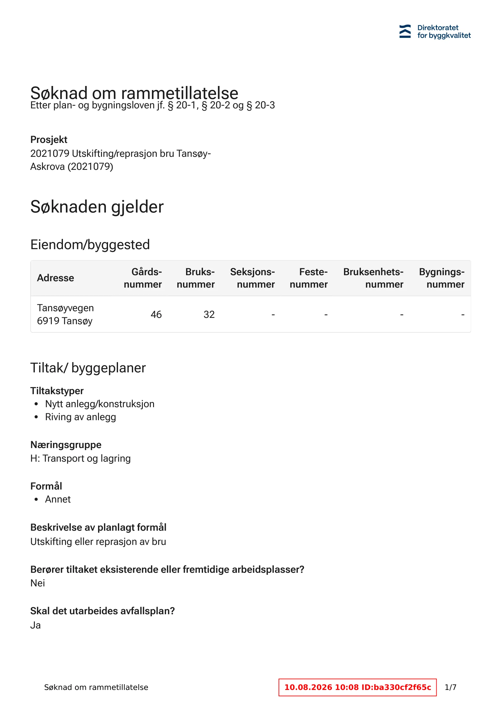 Søknad om rammetillatelse