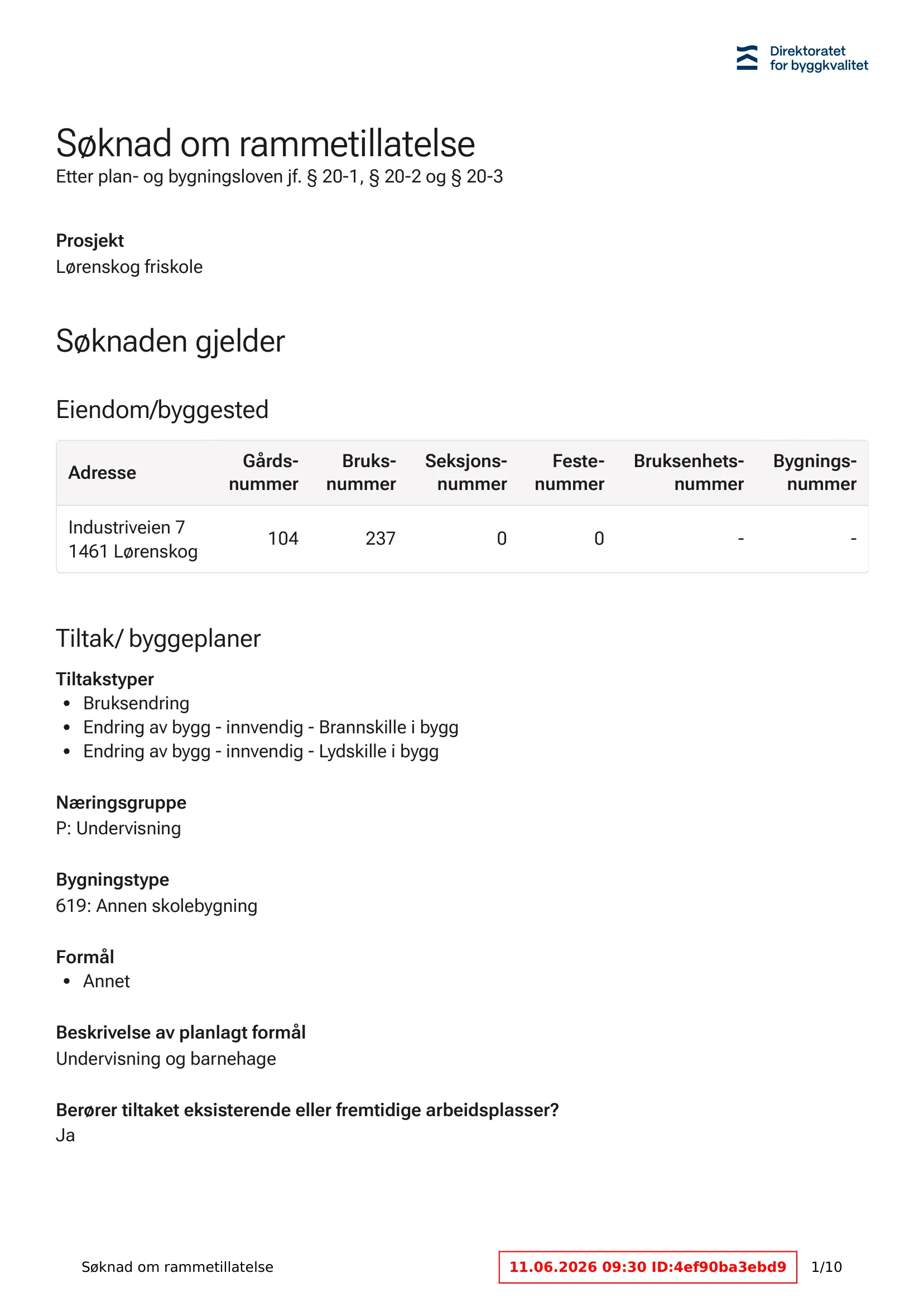 Søknad om rammetillatelse