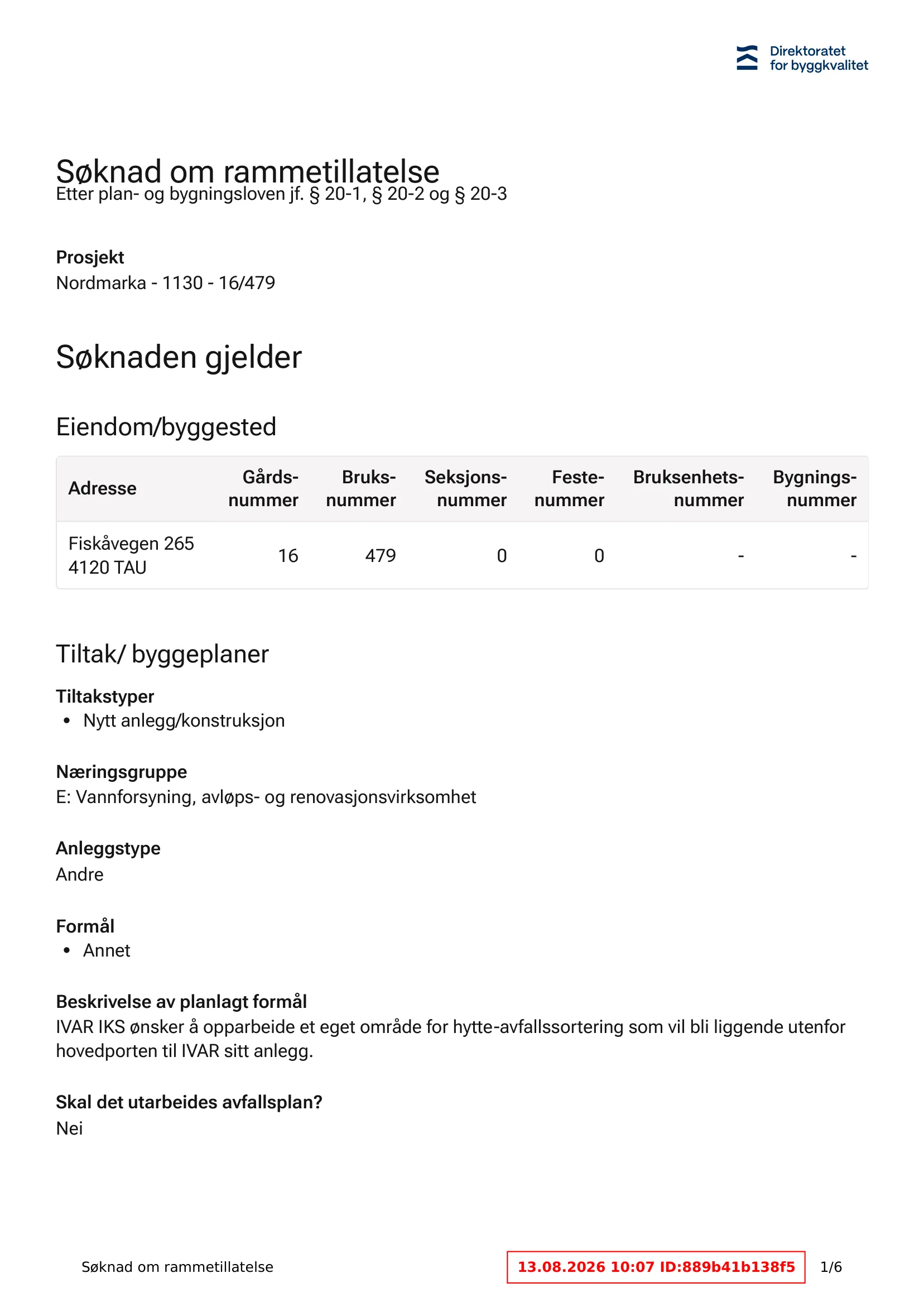 Søknad om rammetillatelse