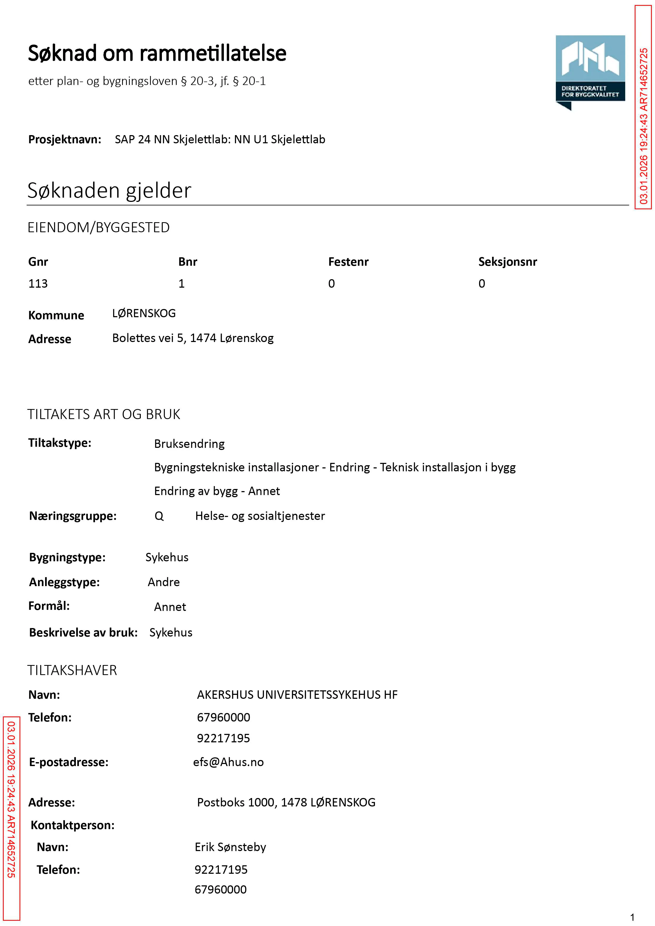 Søknad om rammetillatelse
