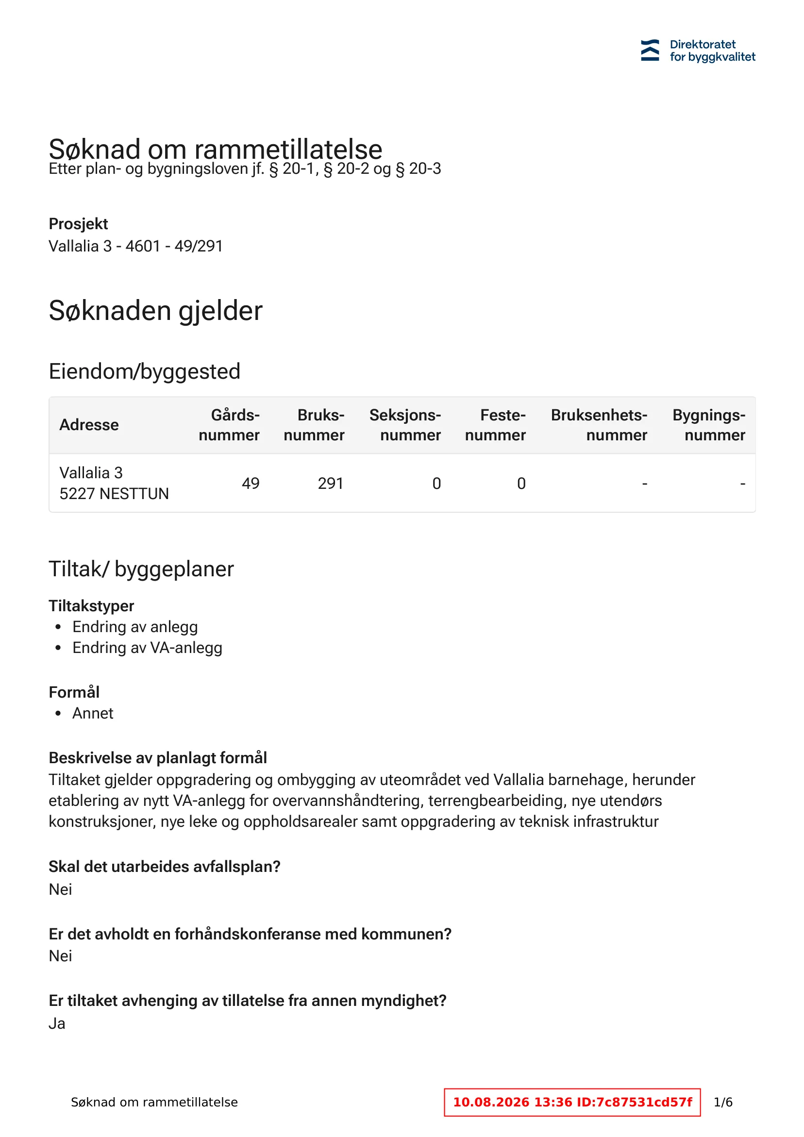 Søknad om rammetillatelse