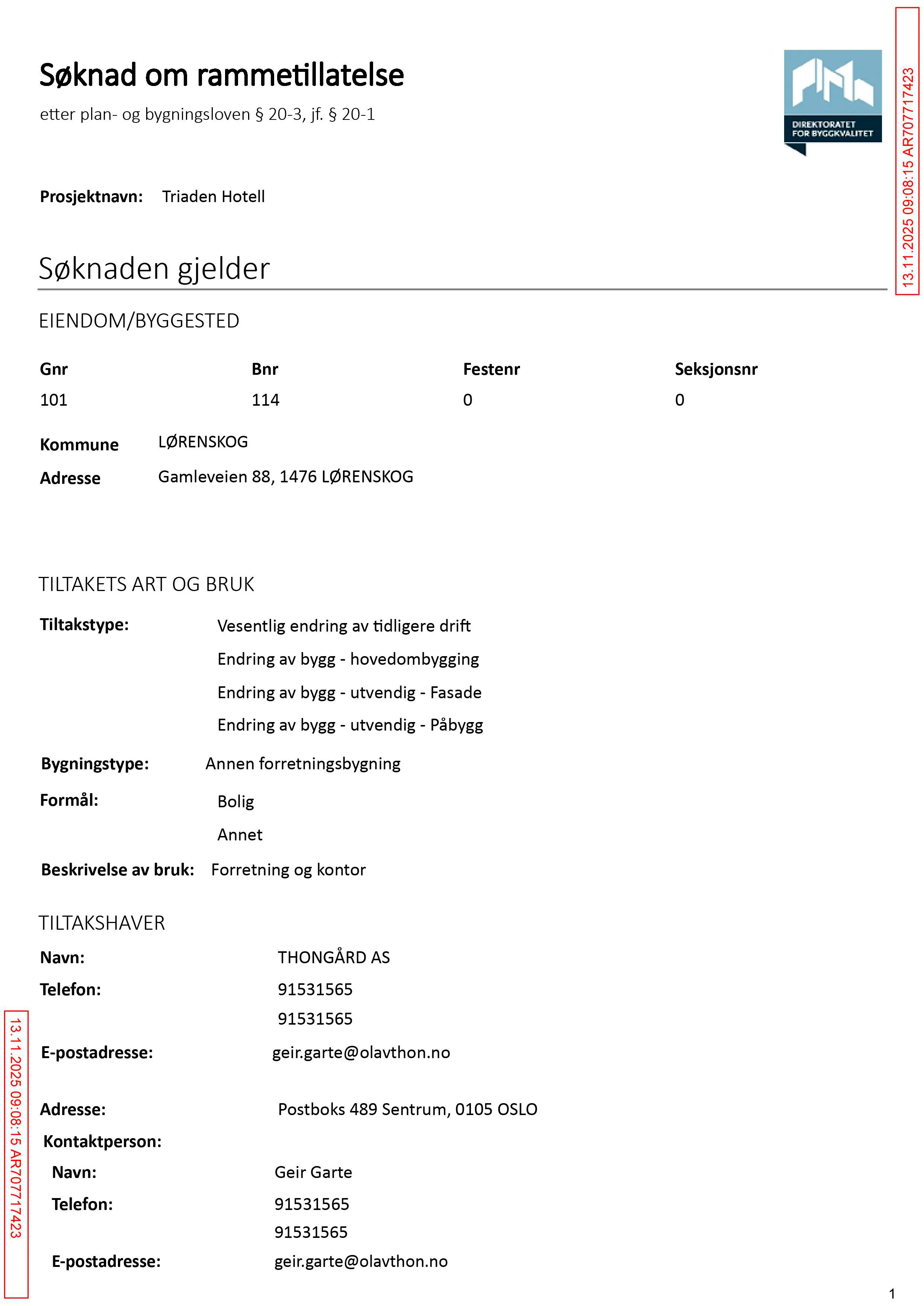 Søknad om rammetillatelse