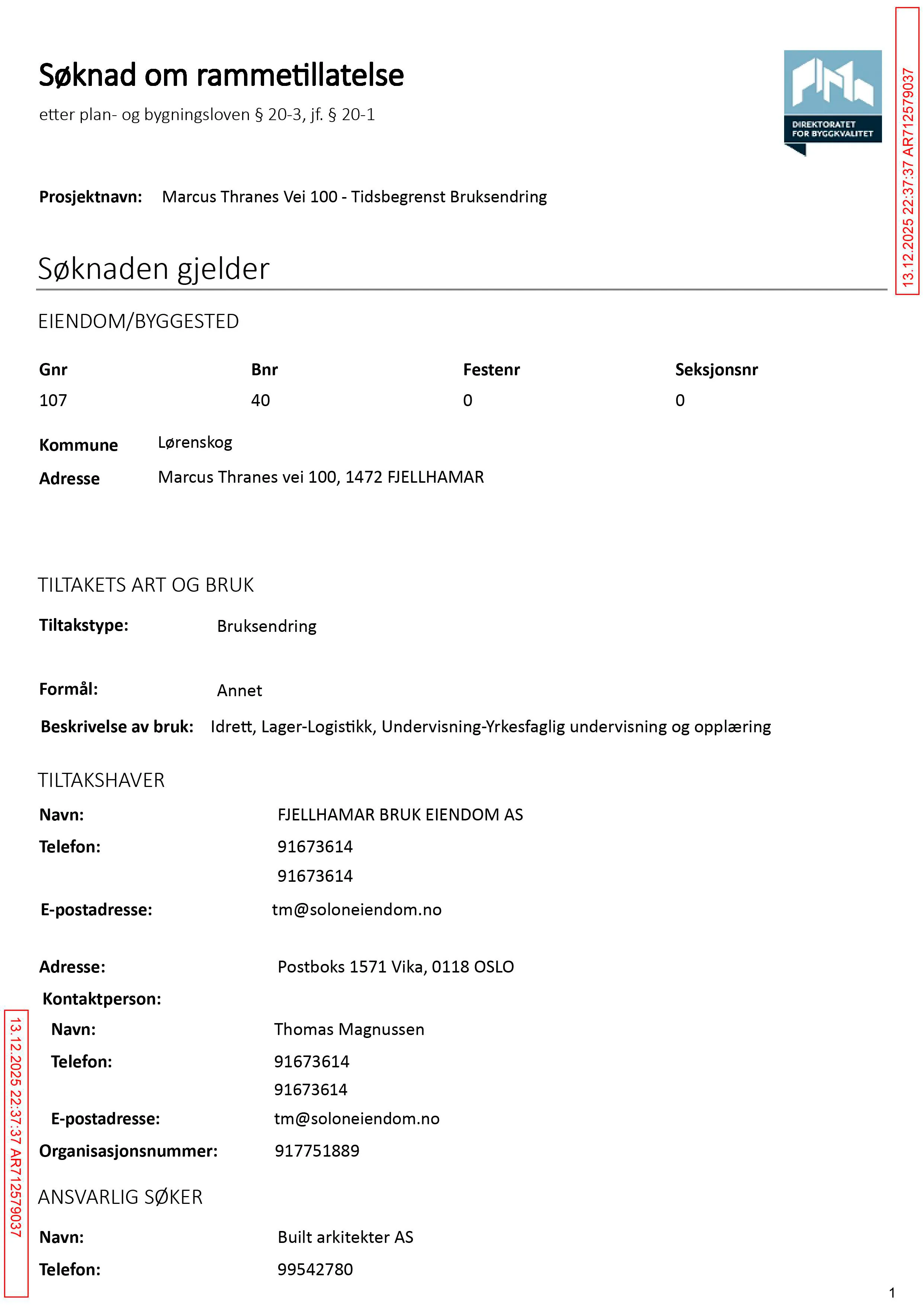 Søknad om rammetillatelse