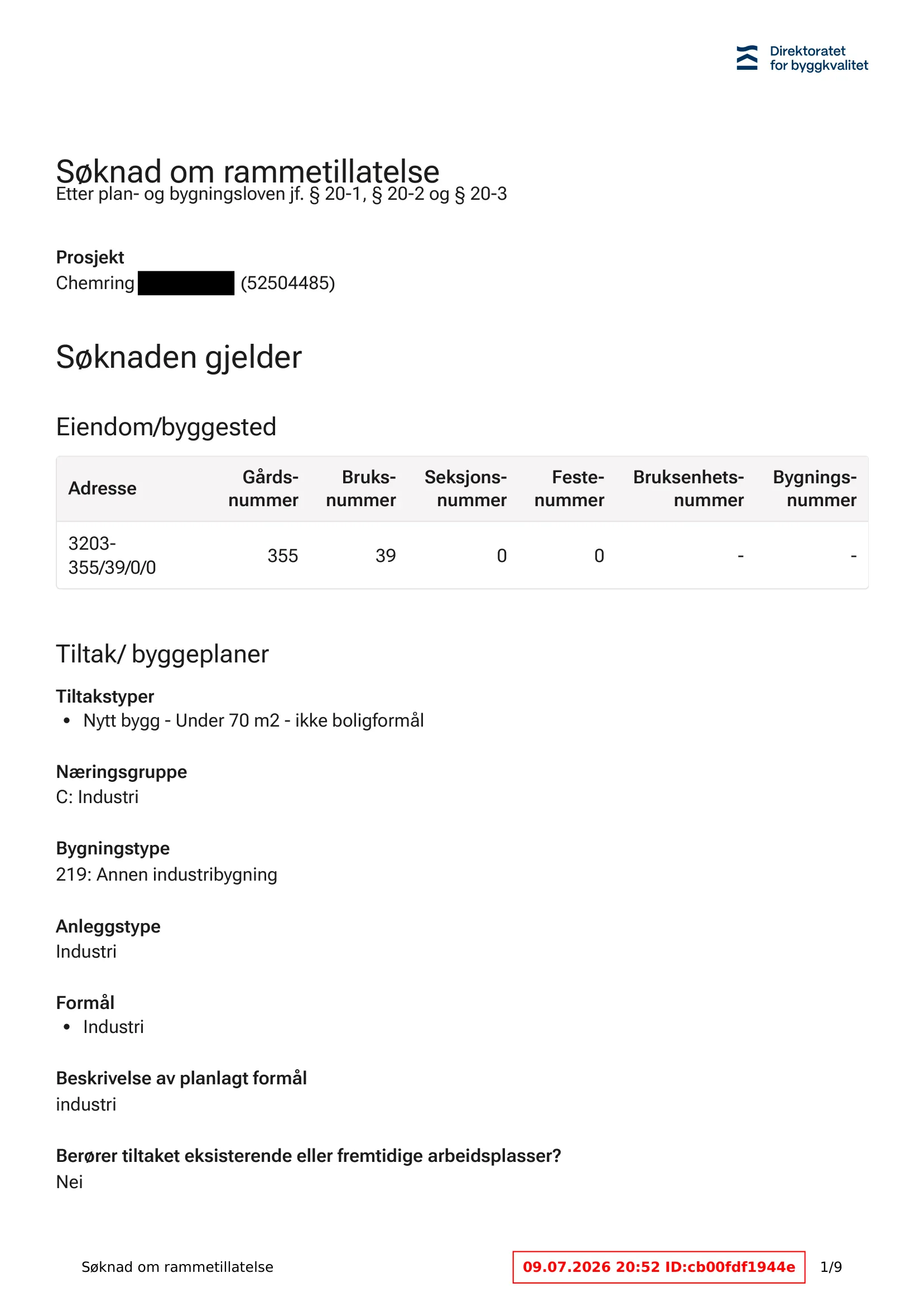 Søknad om rammetillatelse