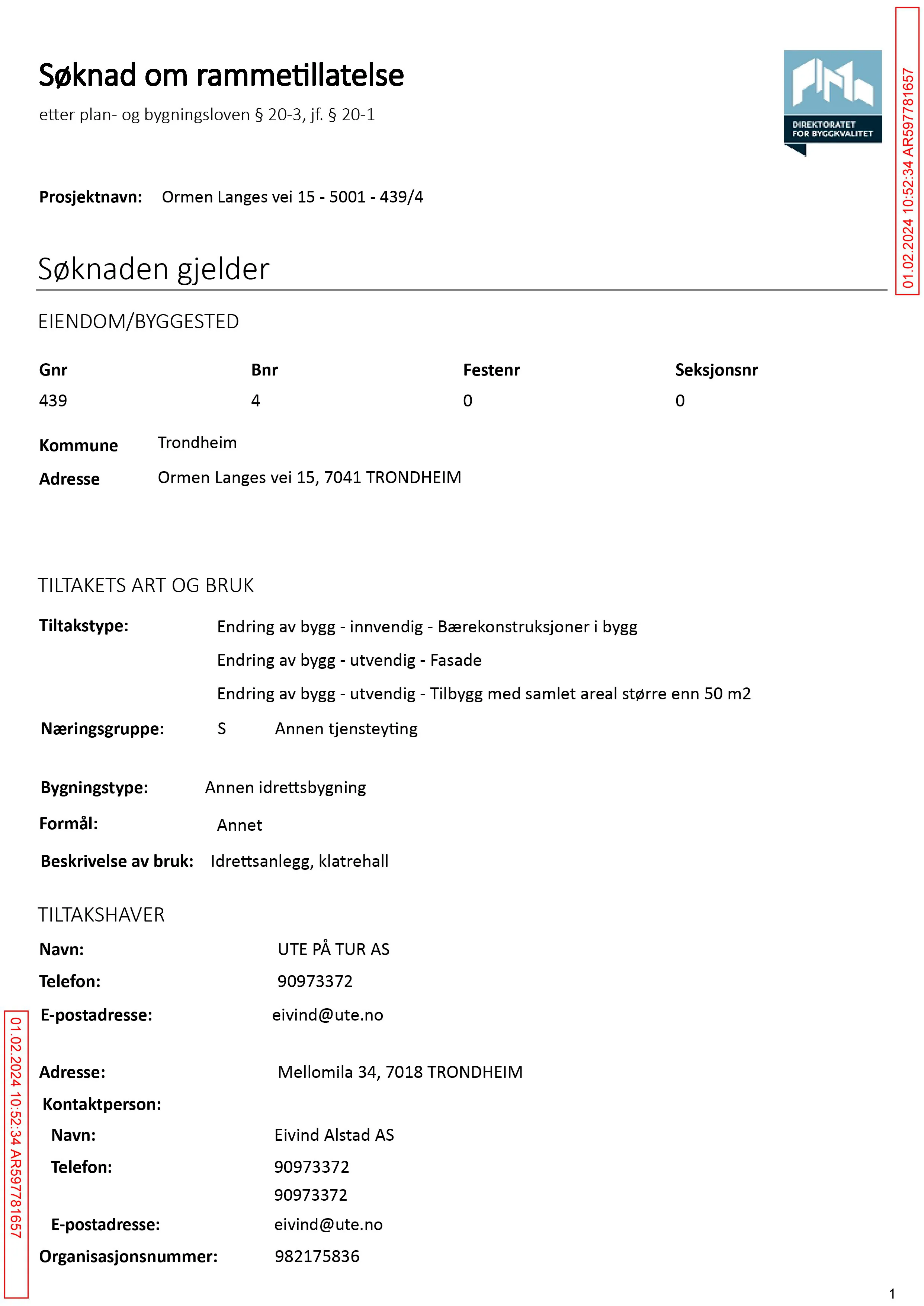 Søknad om rammetillatelse