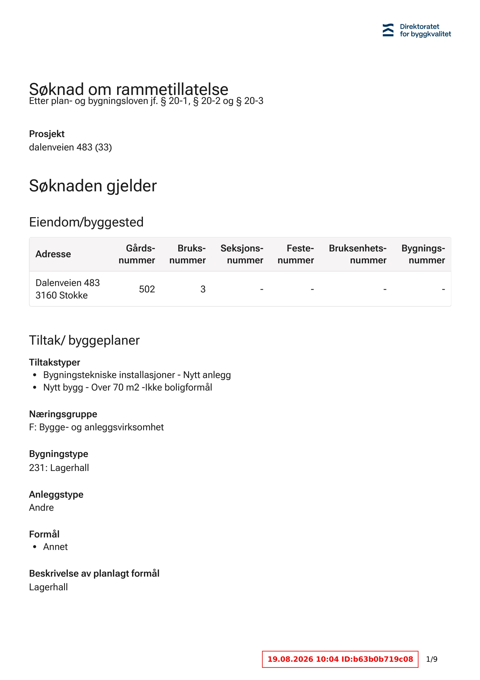 Søknad om rammetillatelse