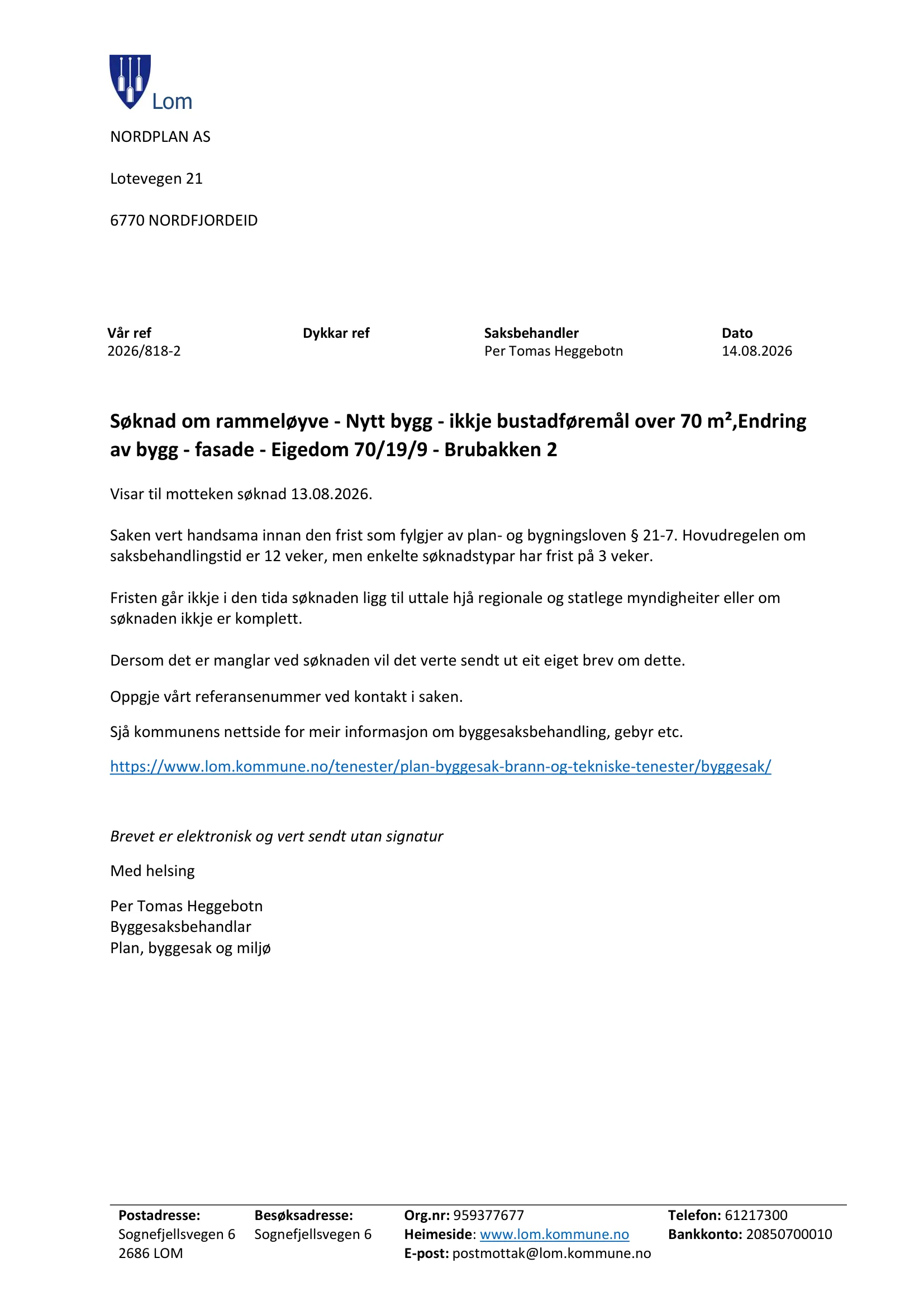 Søknad om rammetillatelse