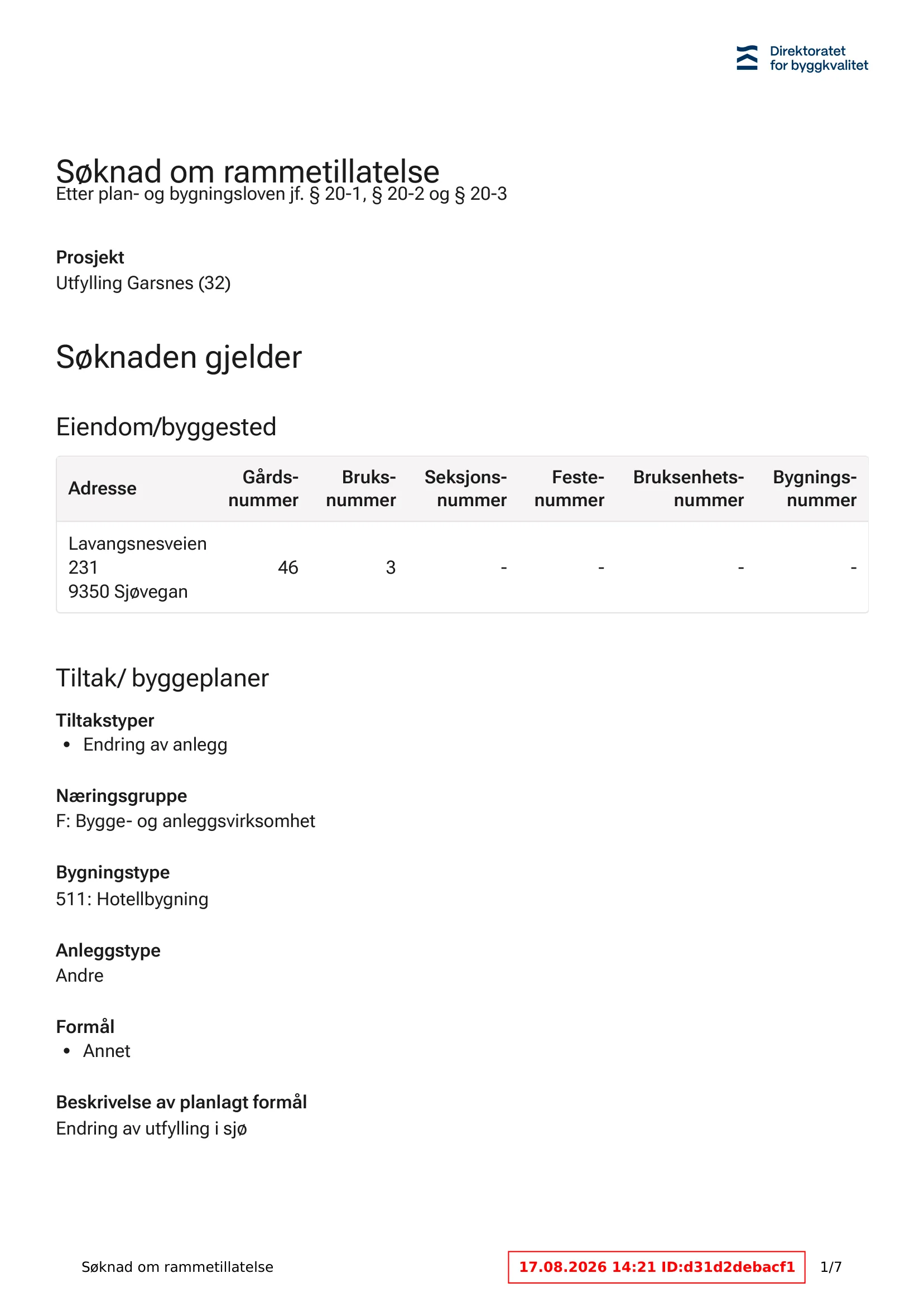 Søknad om rammetillatelse
