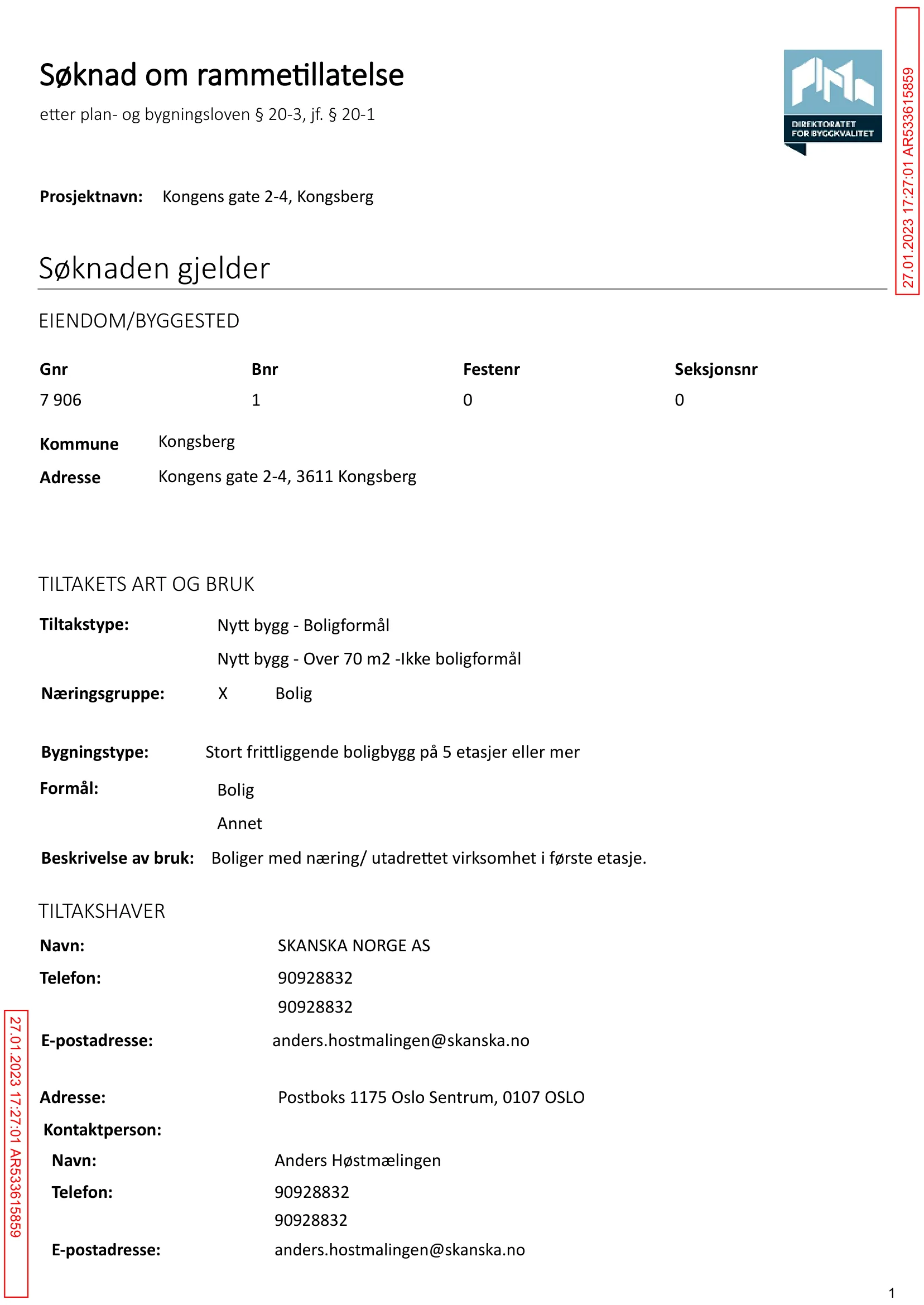 Søknad om rammetillatelse