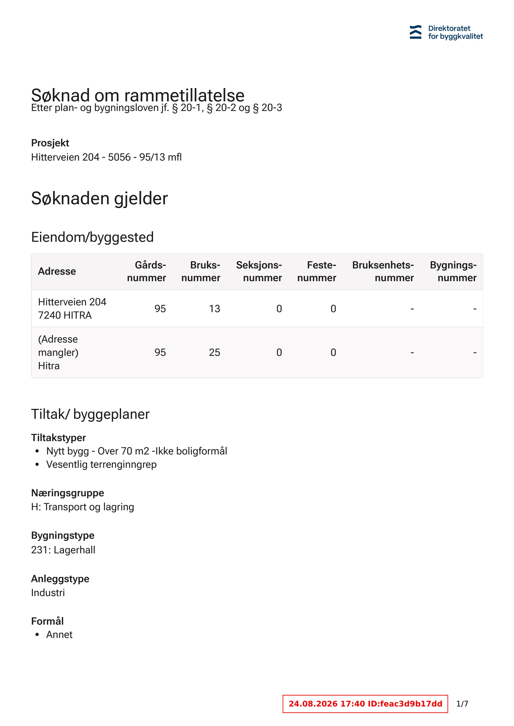 Søknad om rammetillatelse