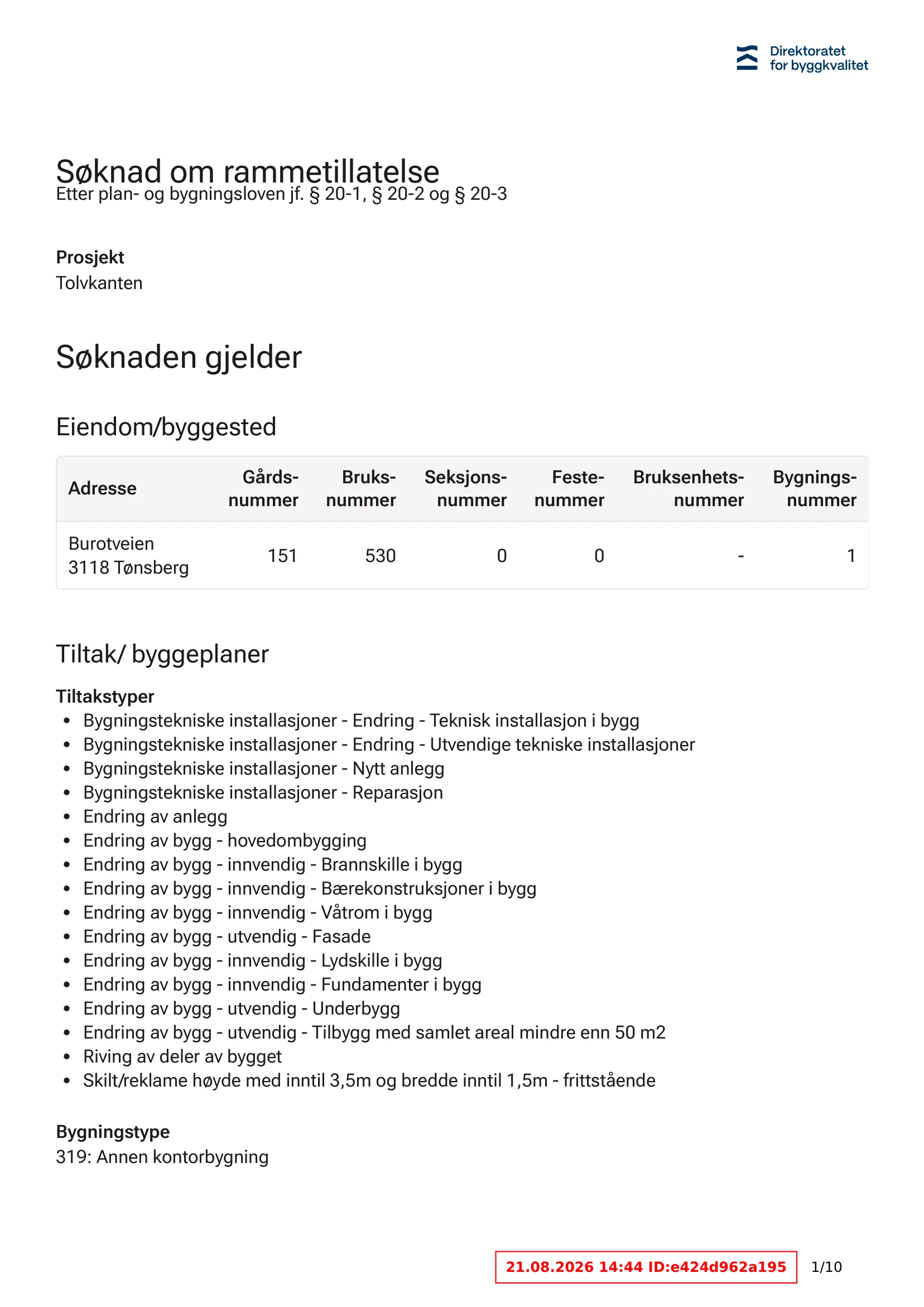 Søknad om rammetillatelse