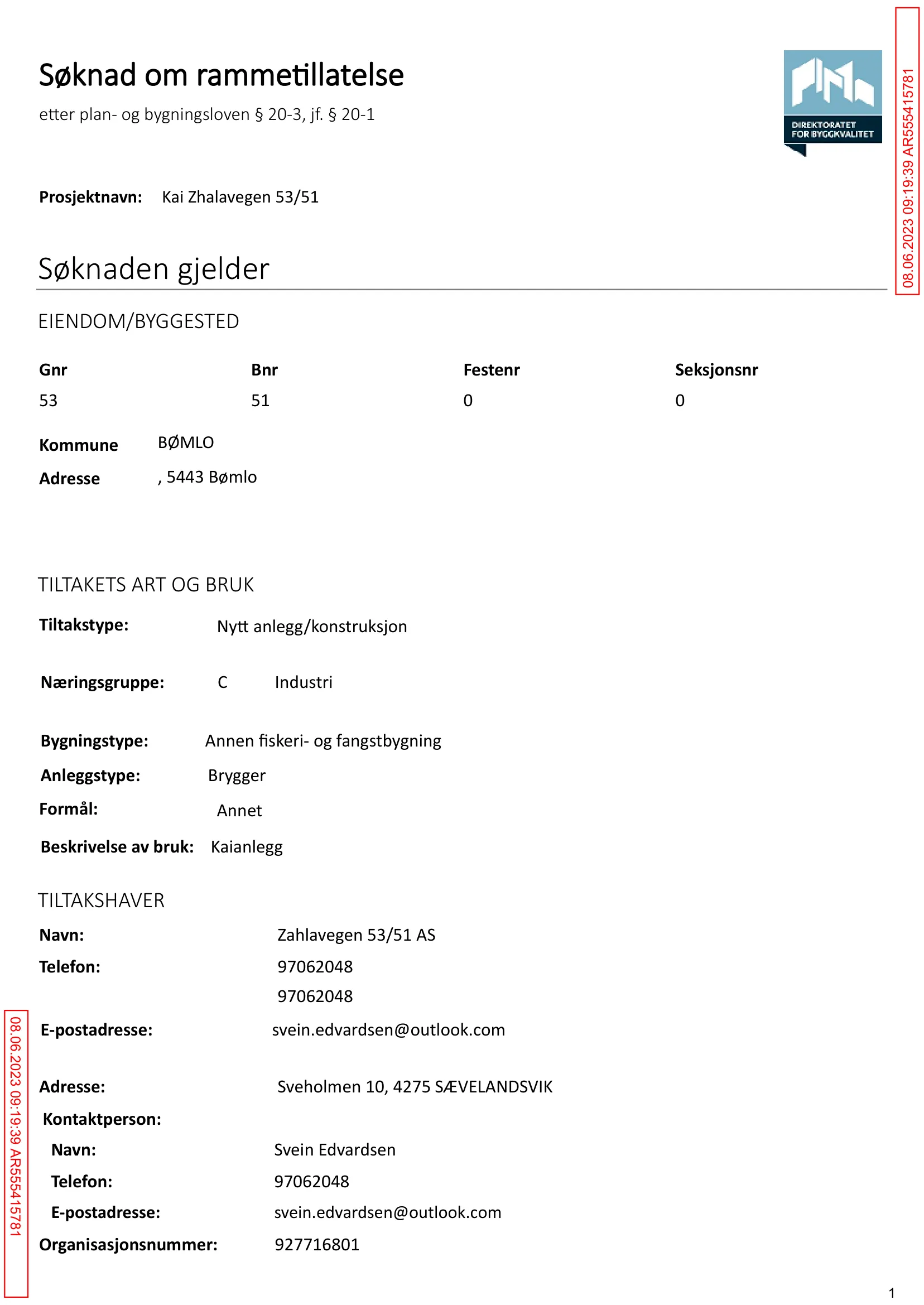 Søknad om rammetillatelse