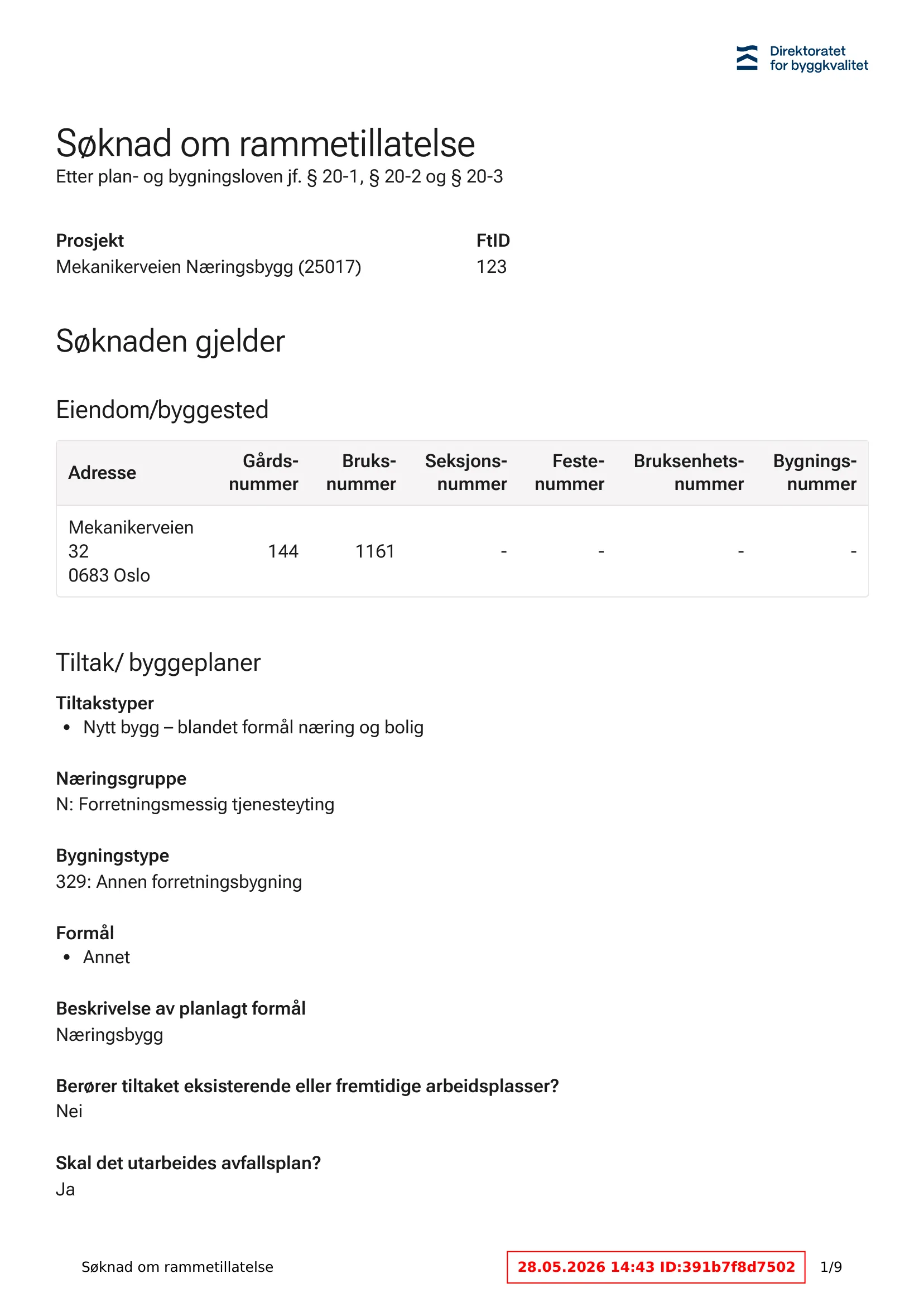 Søknad om rammetillatelse