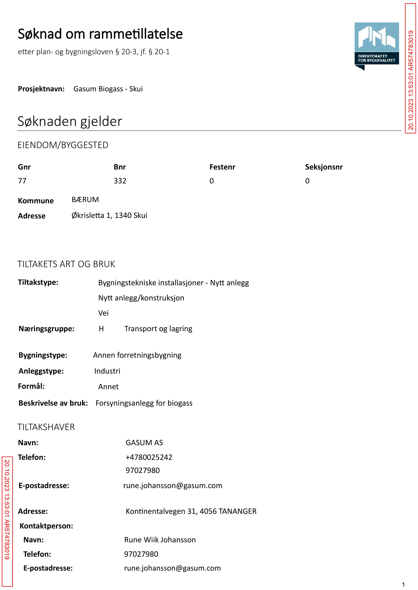 Søknad om rammetillatelse