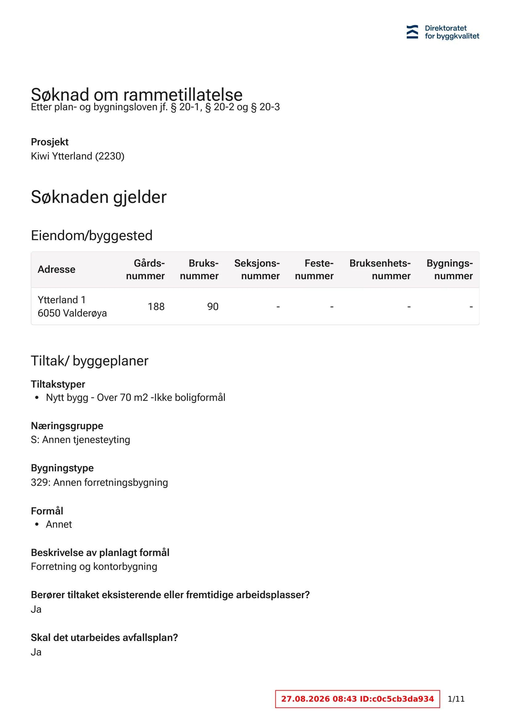 Søknad om rammetillatelse