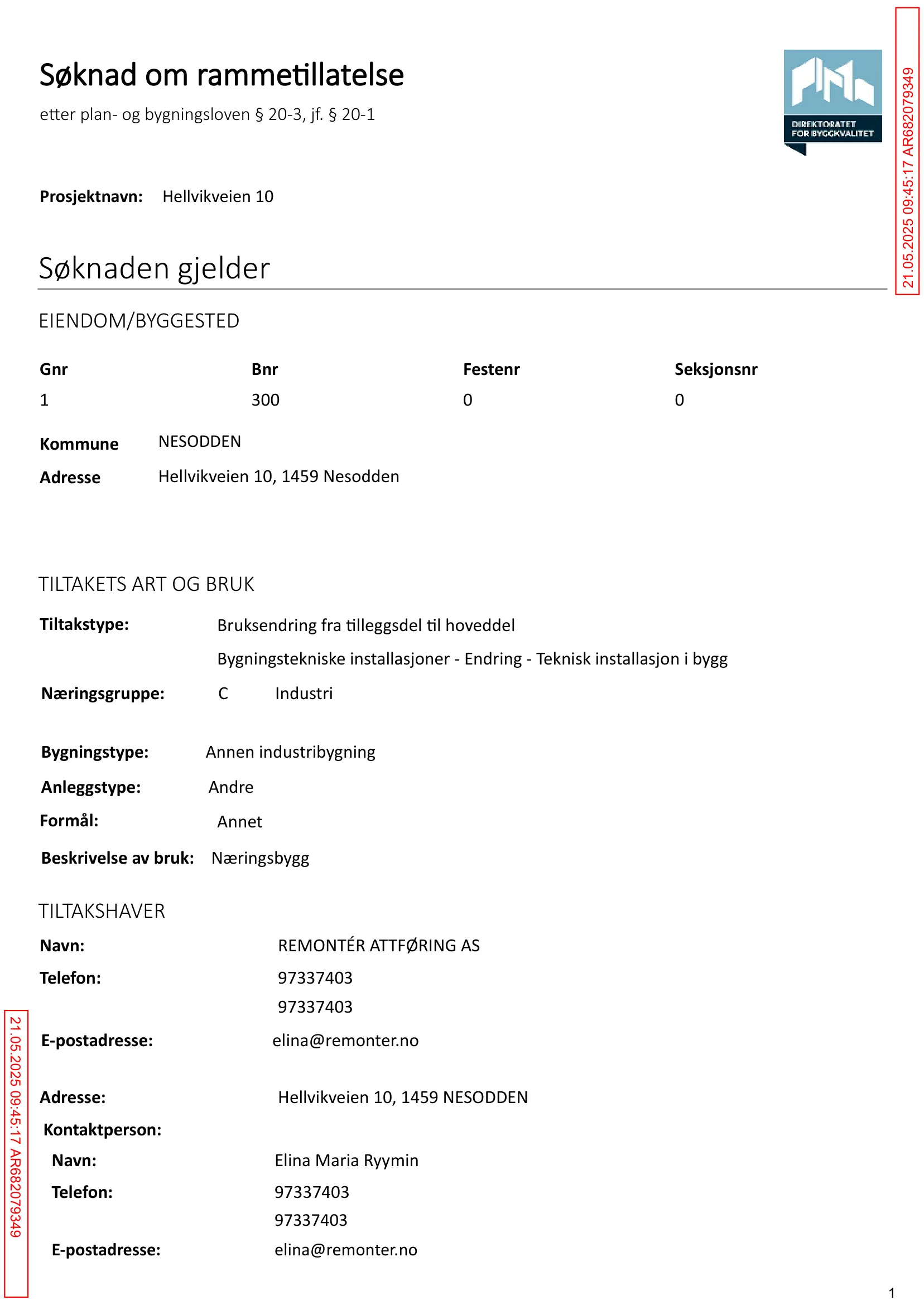 Søknad om rammetillatelse