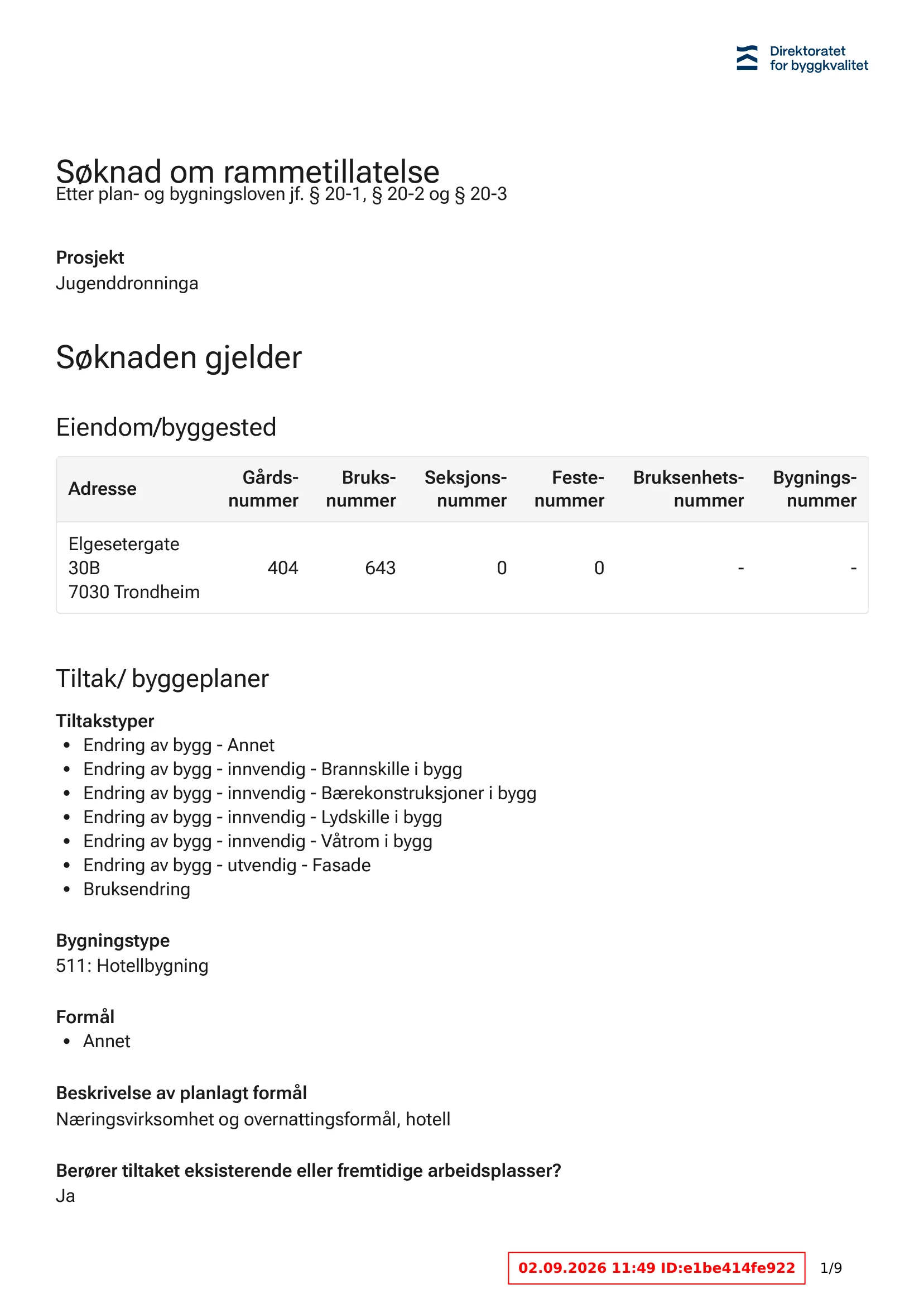 Søknad om rammetillatelse