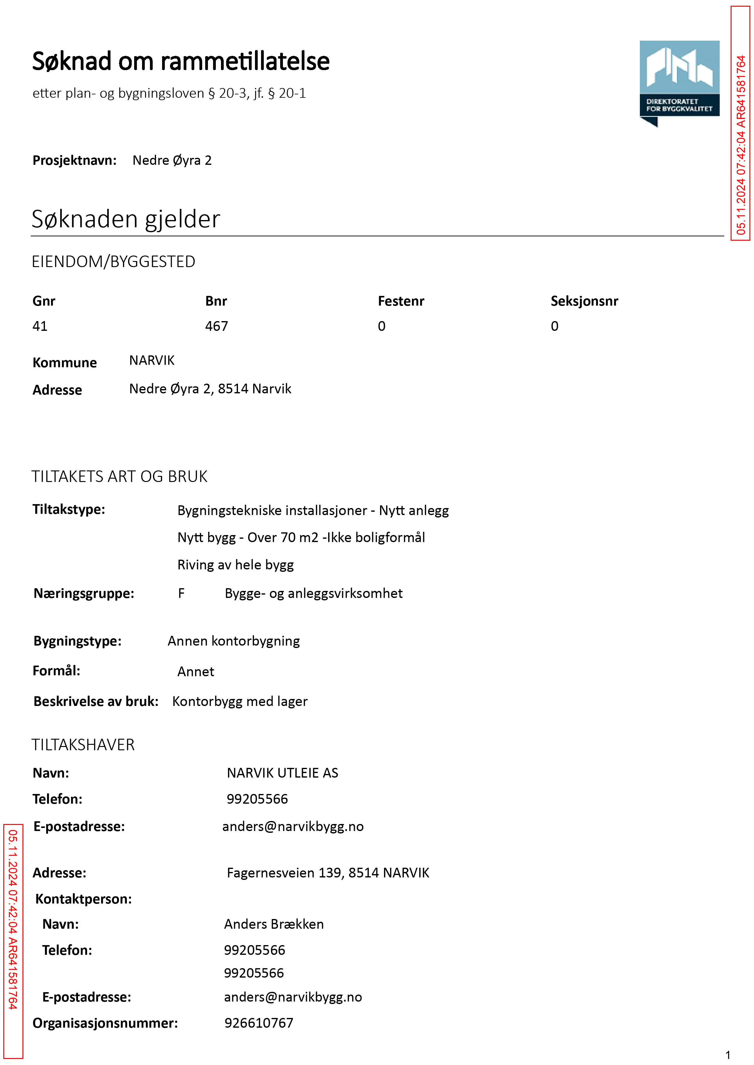 Søknad om rammetillatelse