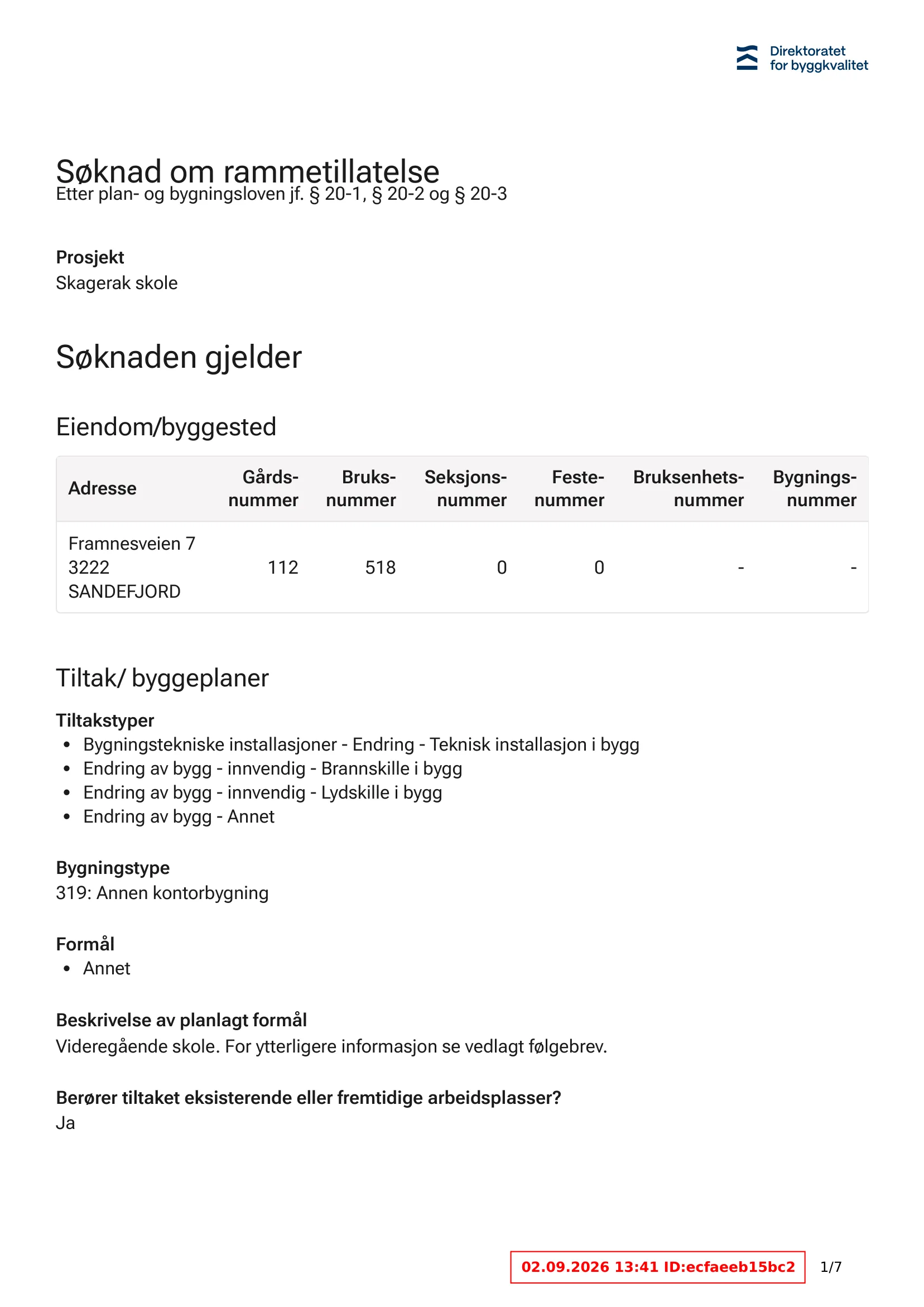 Søknad om rammetillatelse