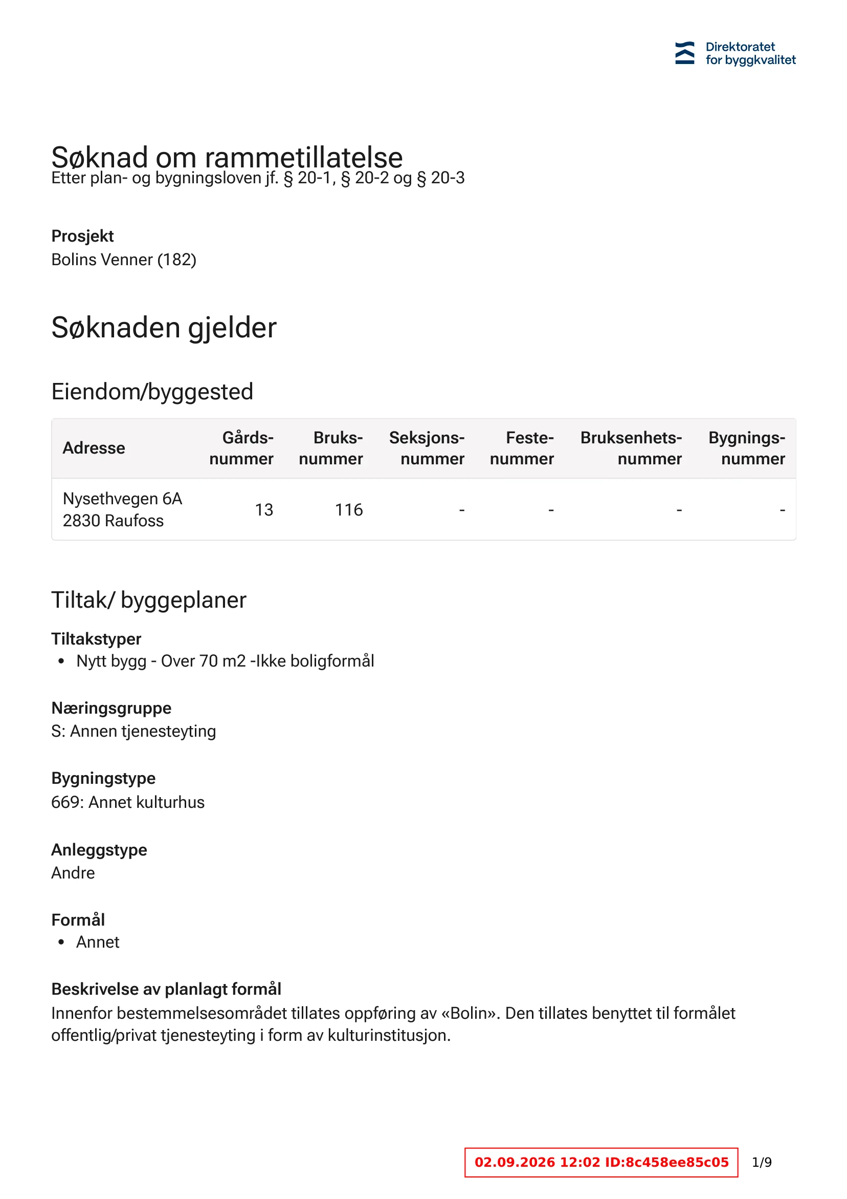 Søknad om rammetillatelse