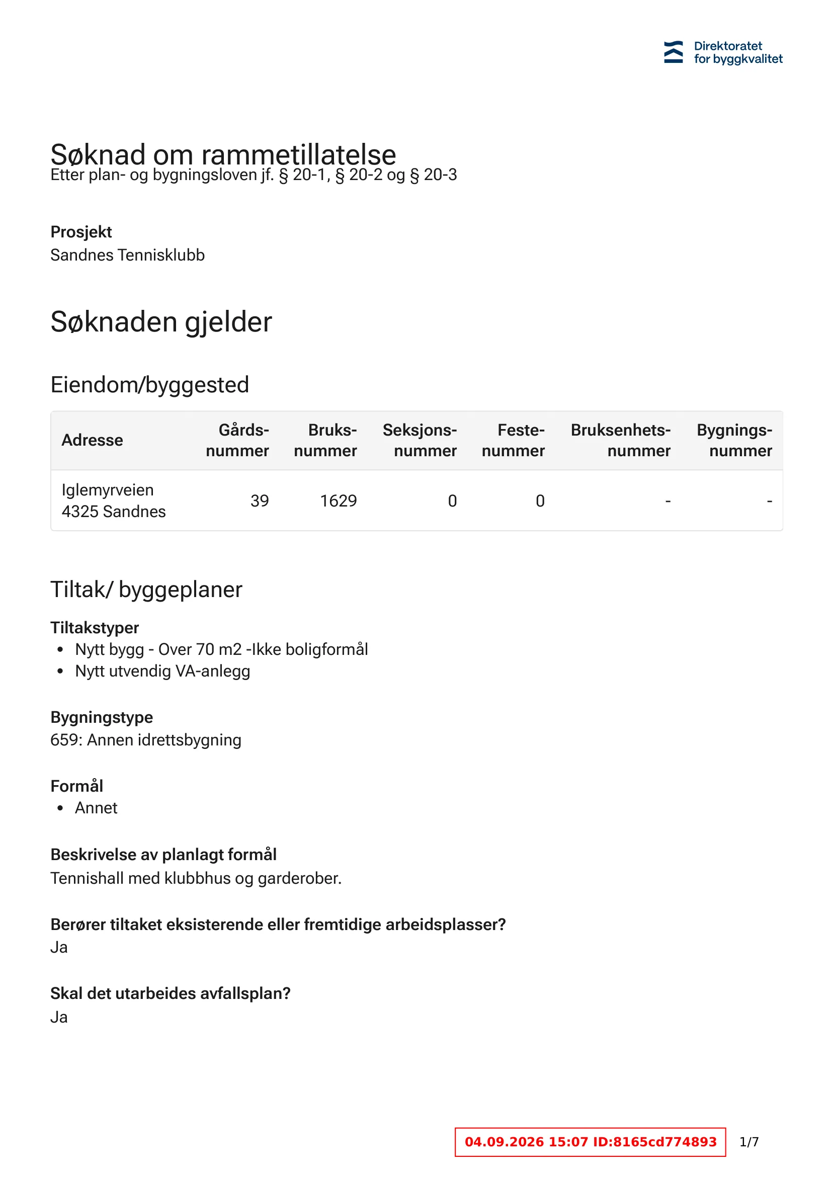 Søknad om rammetillatelse