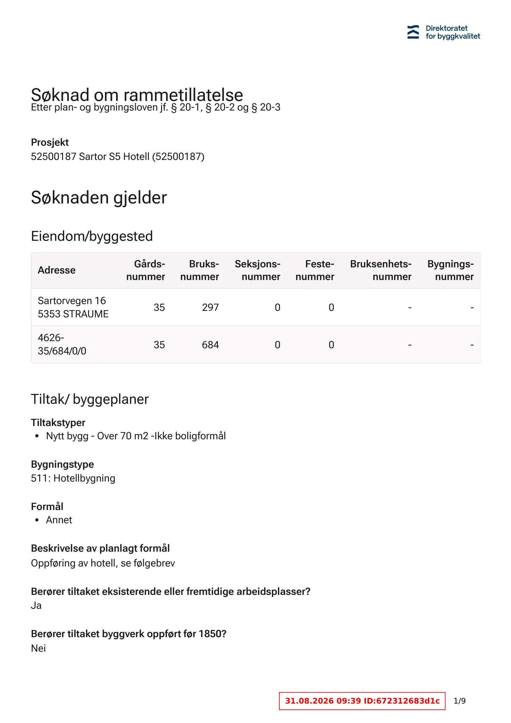 Søknad om rammetillatelse