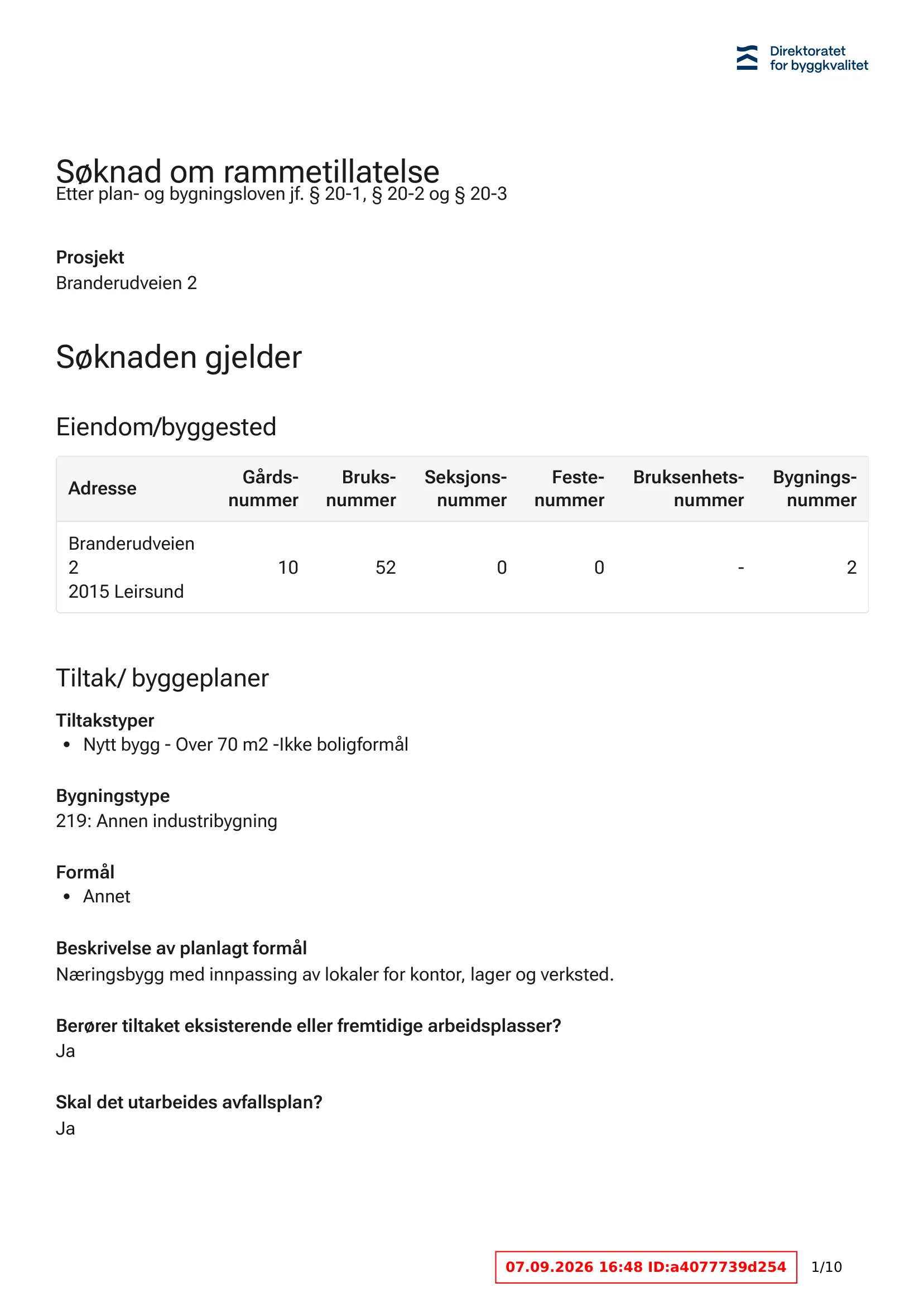 Søknad om rammetillatelse