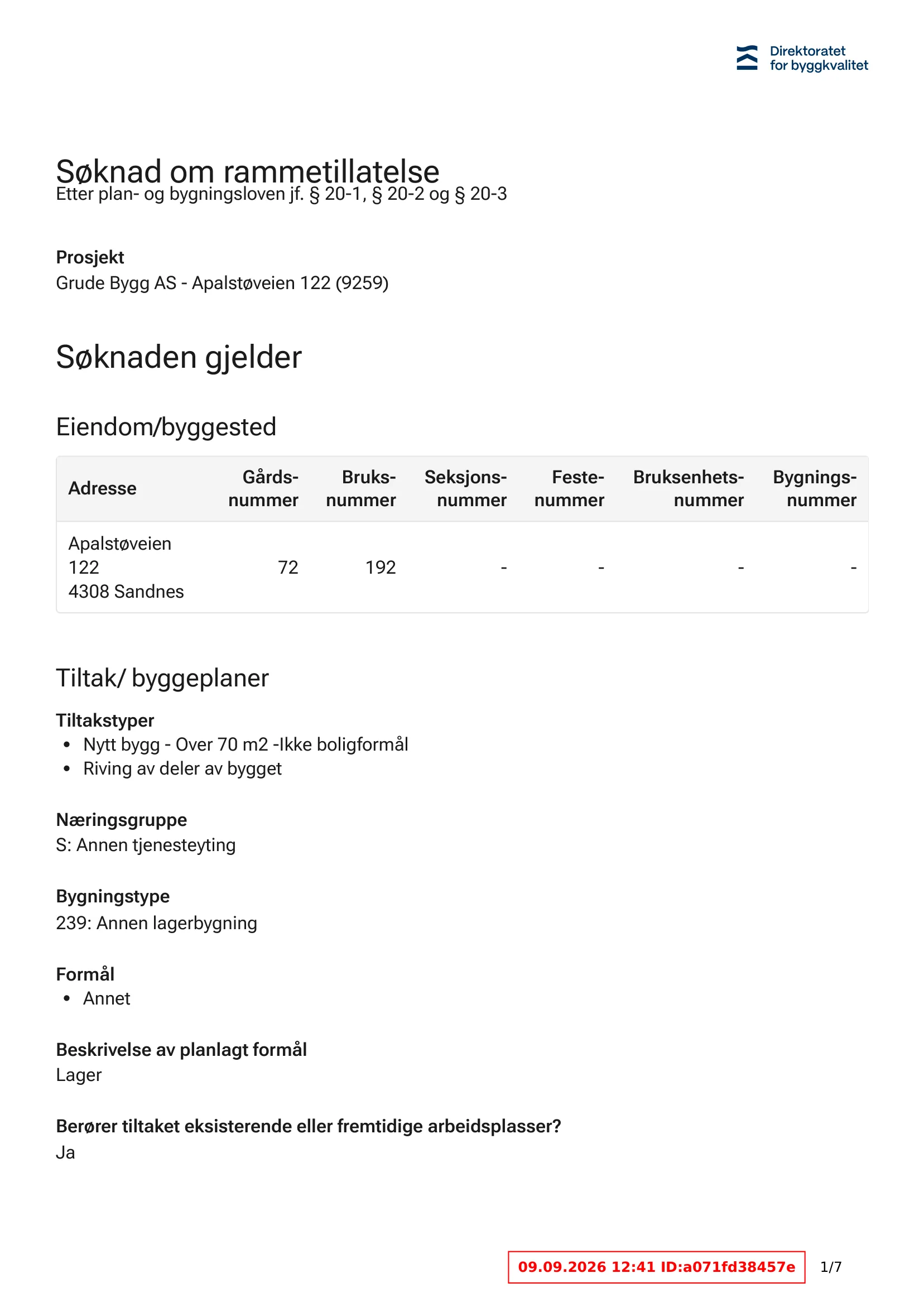 Søknad om rammetillatelse