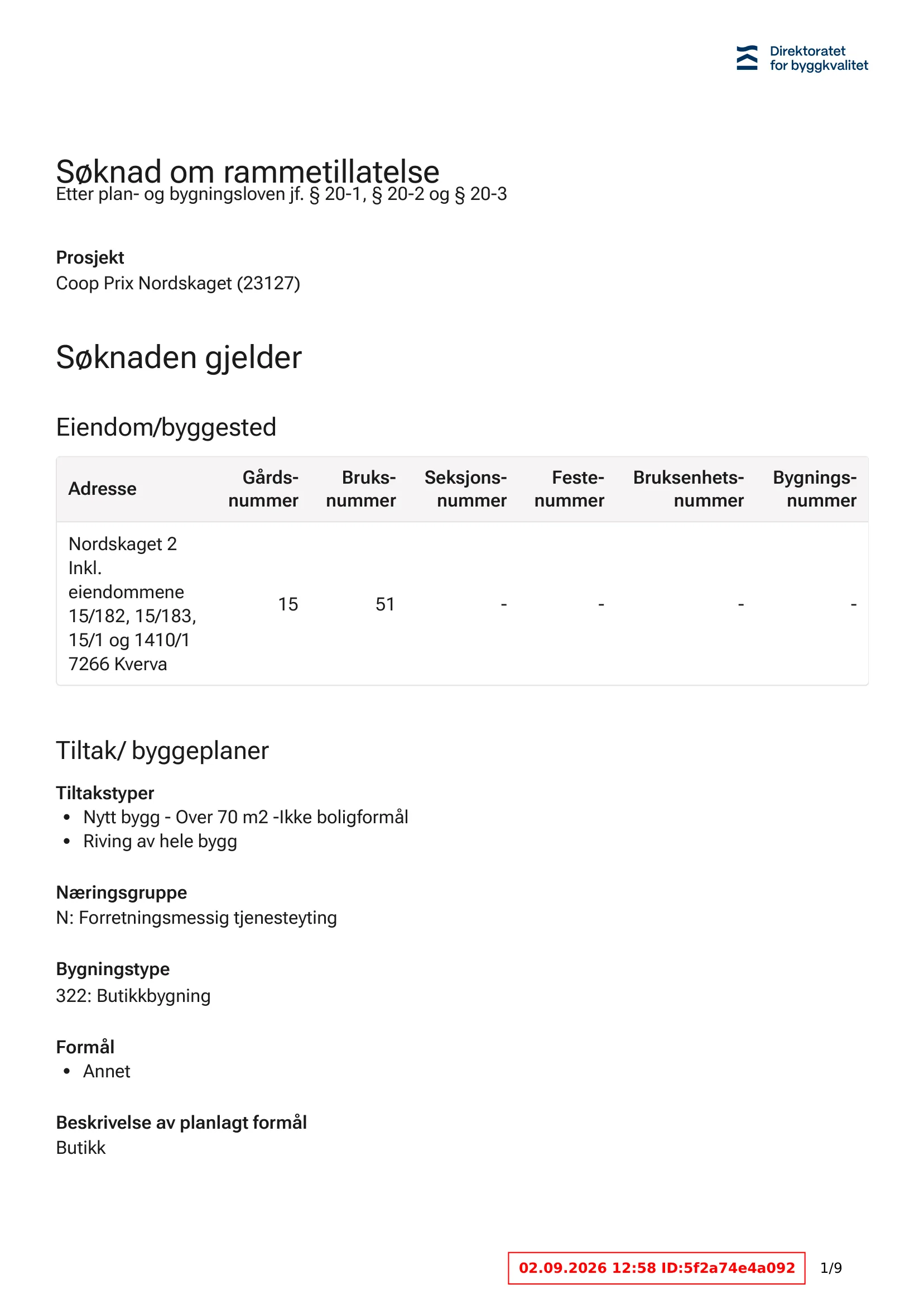 Søknad om rammetillatelse
