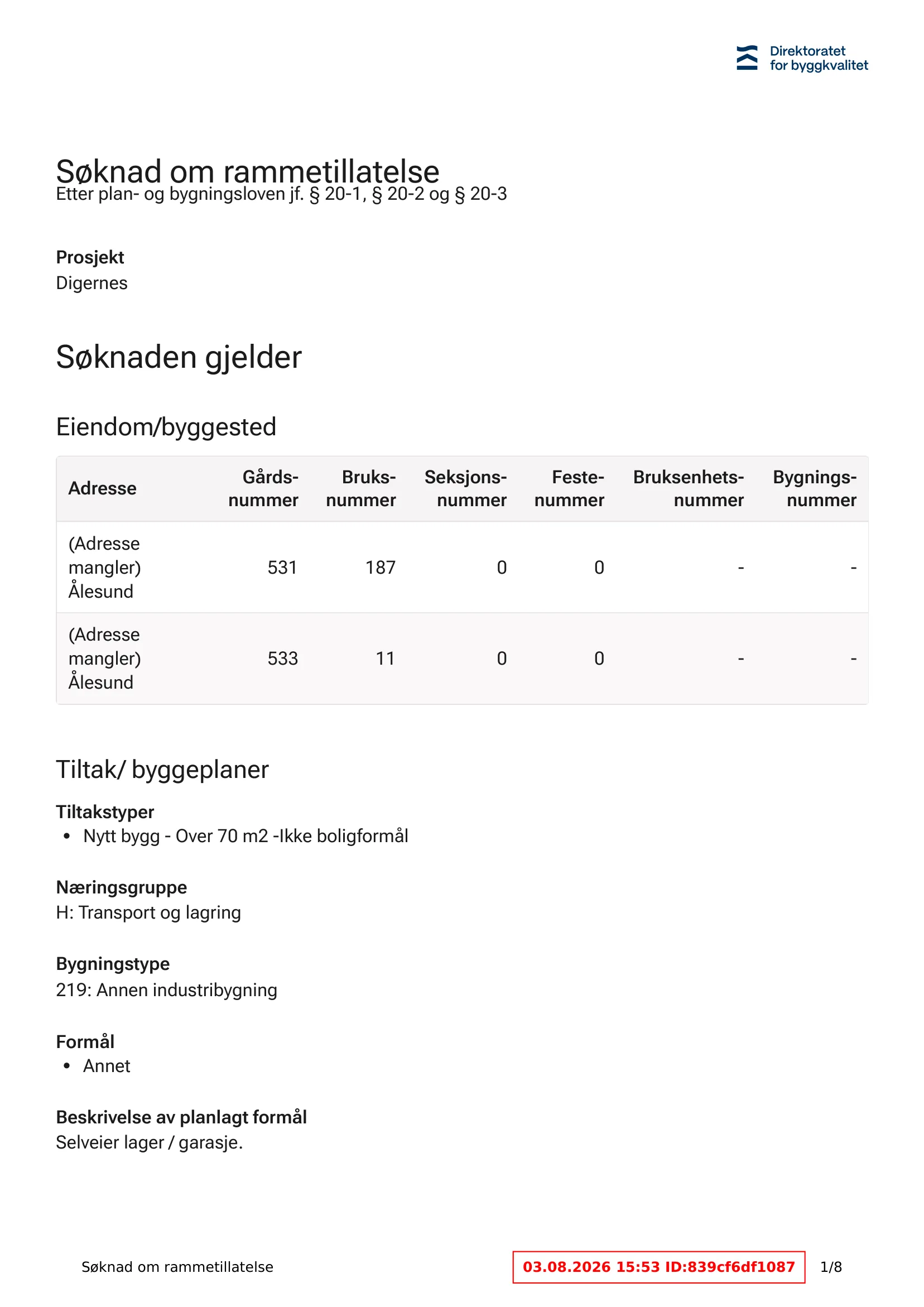 Søknad om rammetillatelse