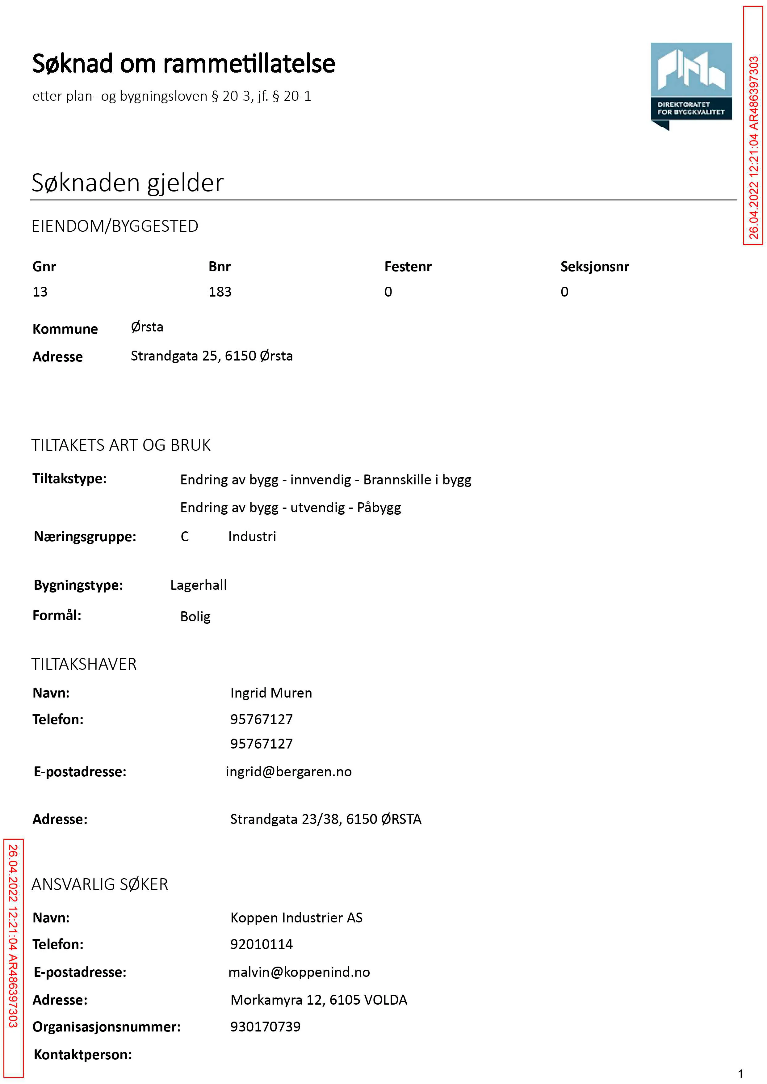 Søknad om rammetillatelse