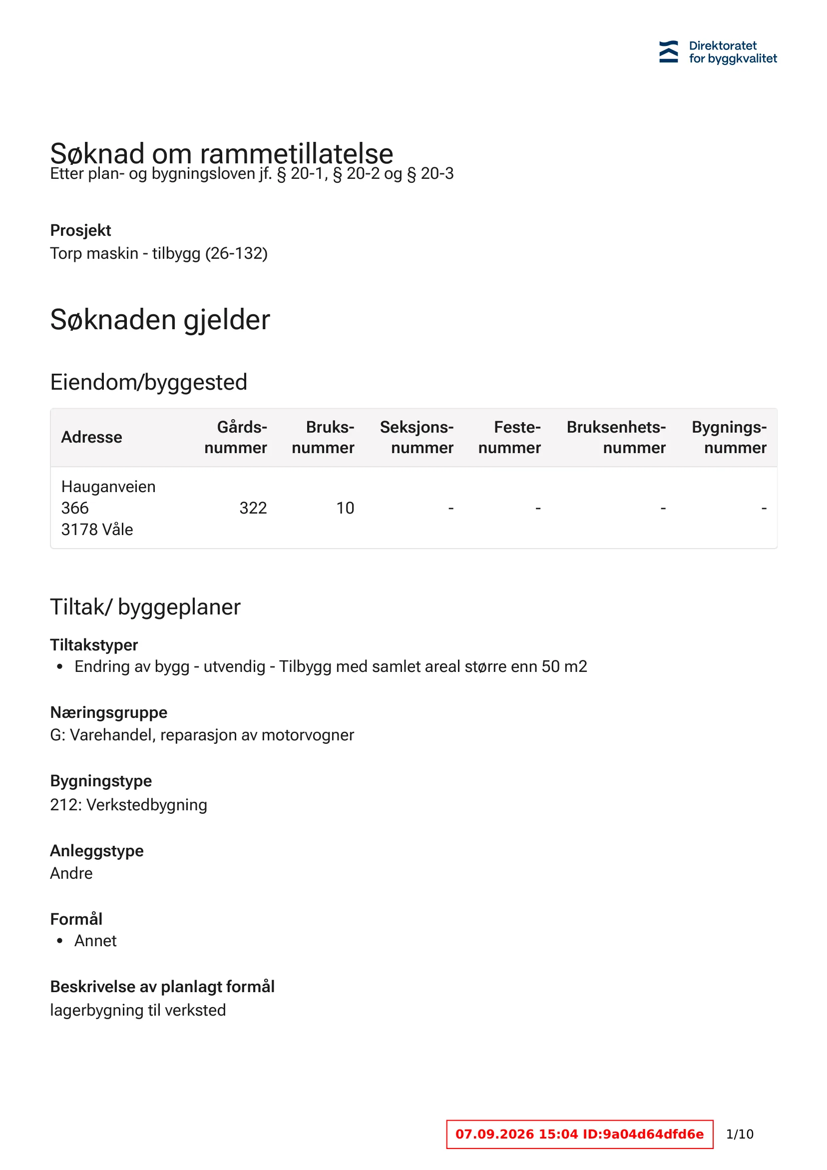 Søknad om rammetillatelse