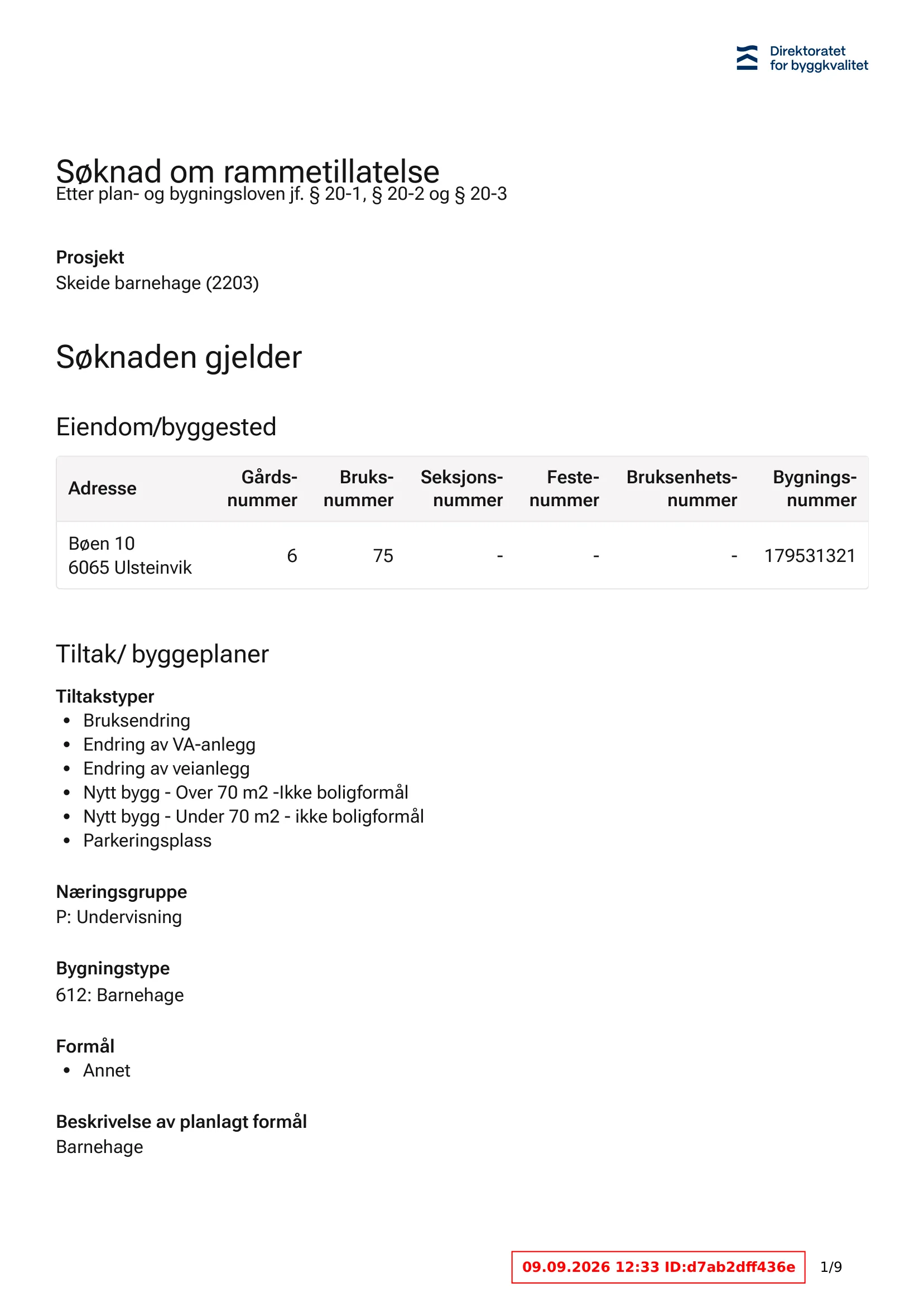 Søknad om rammetillatelse