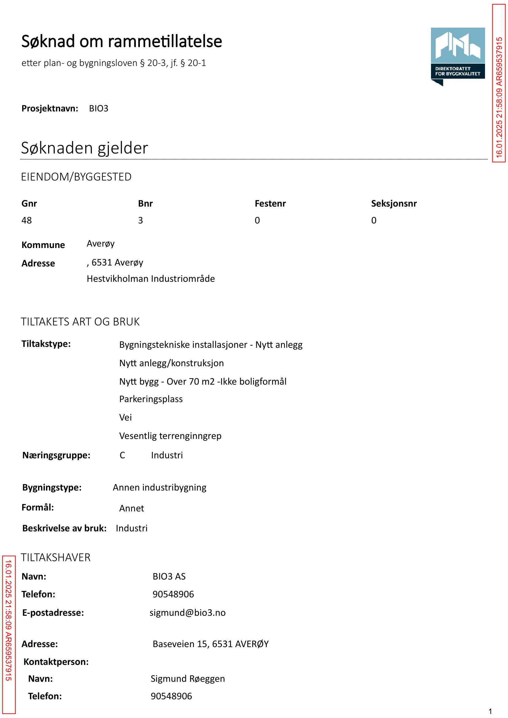 Søknad om rammetillatelse