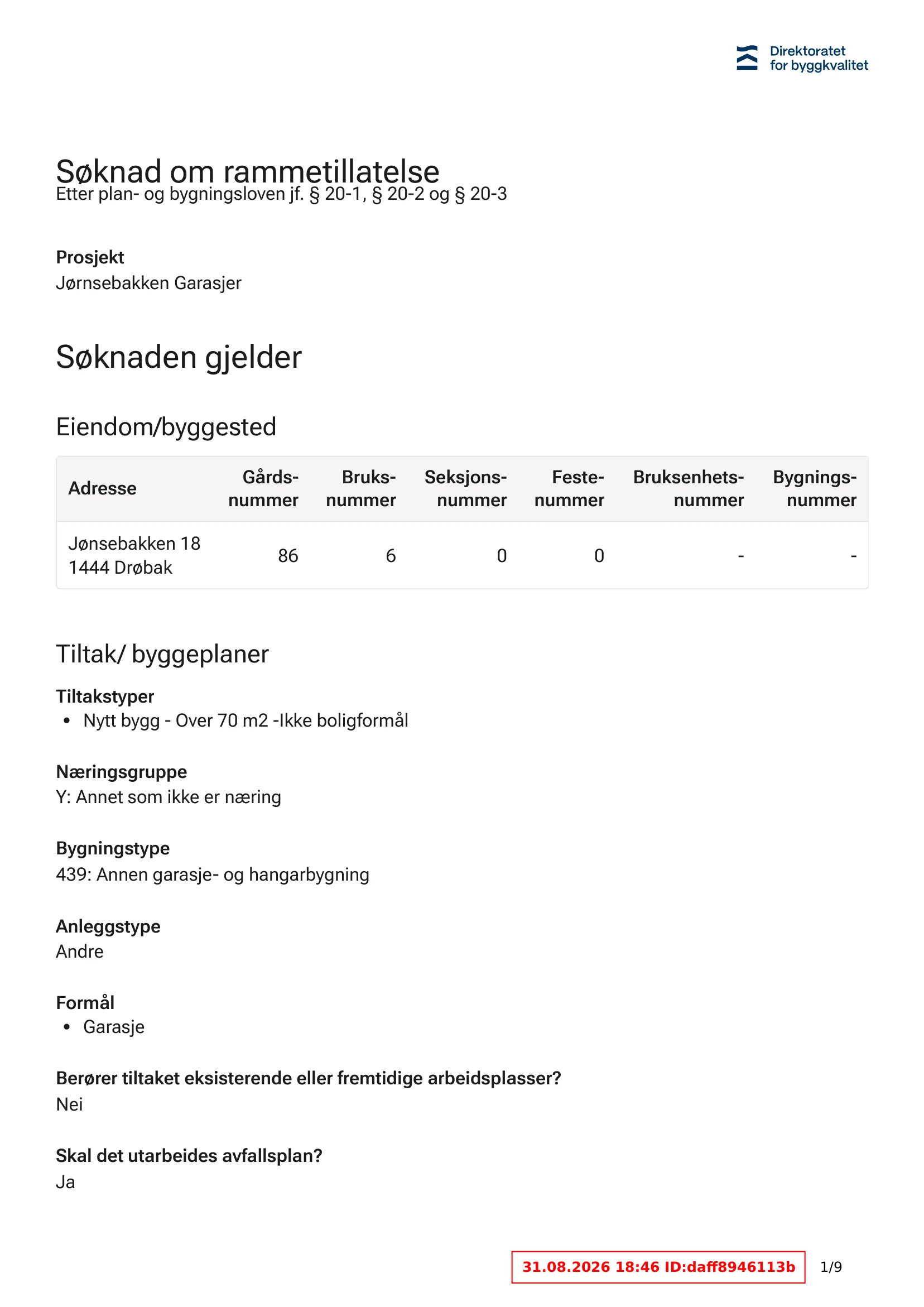 Søknad om rammetillatelse