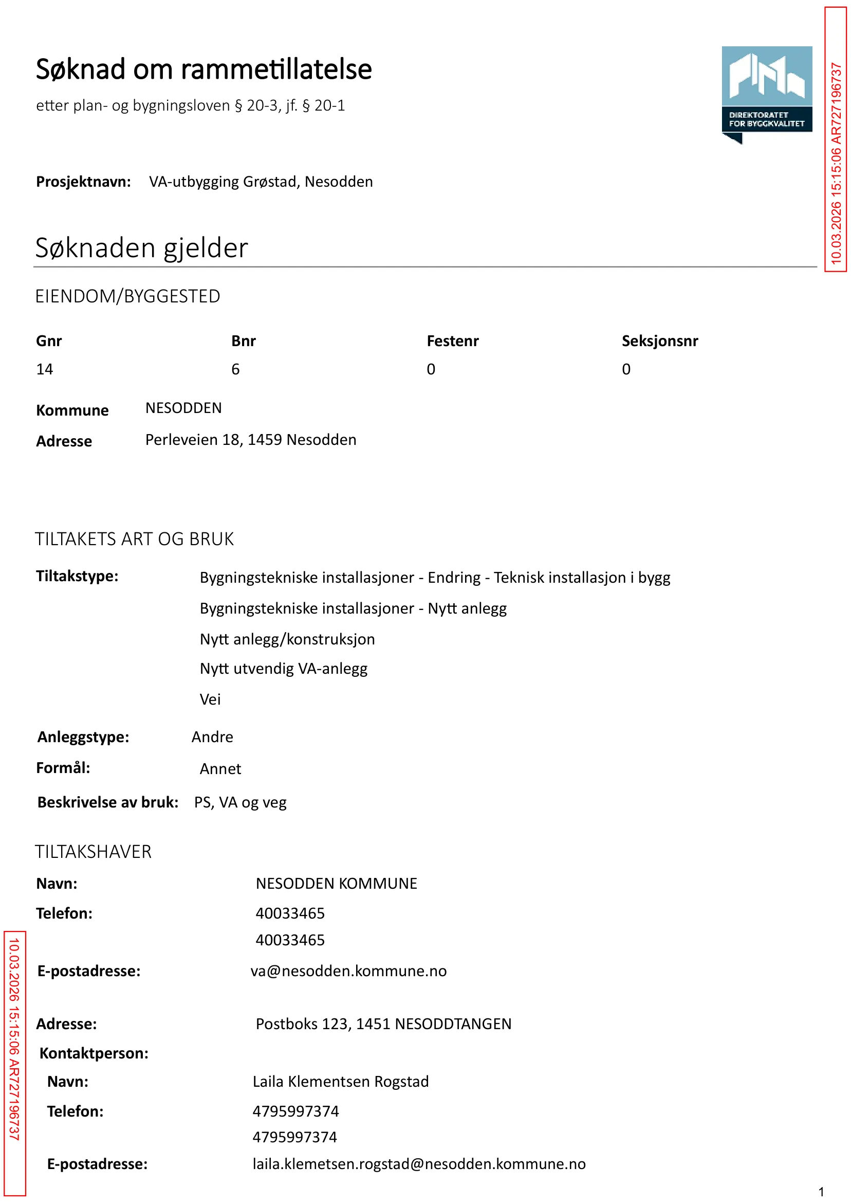 Søknad om rammetillatelse