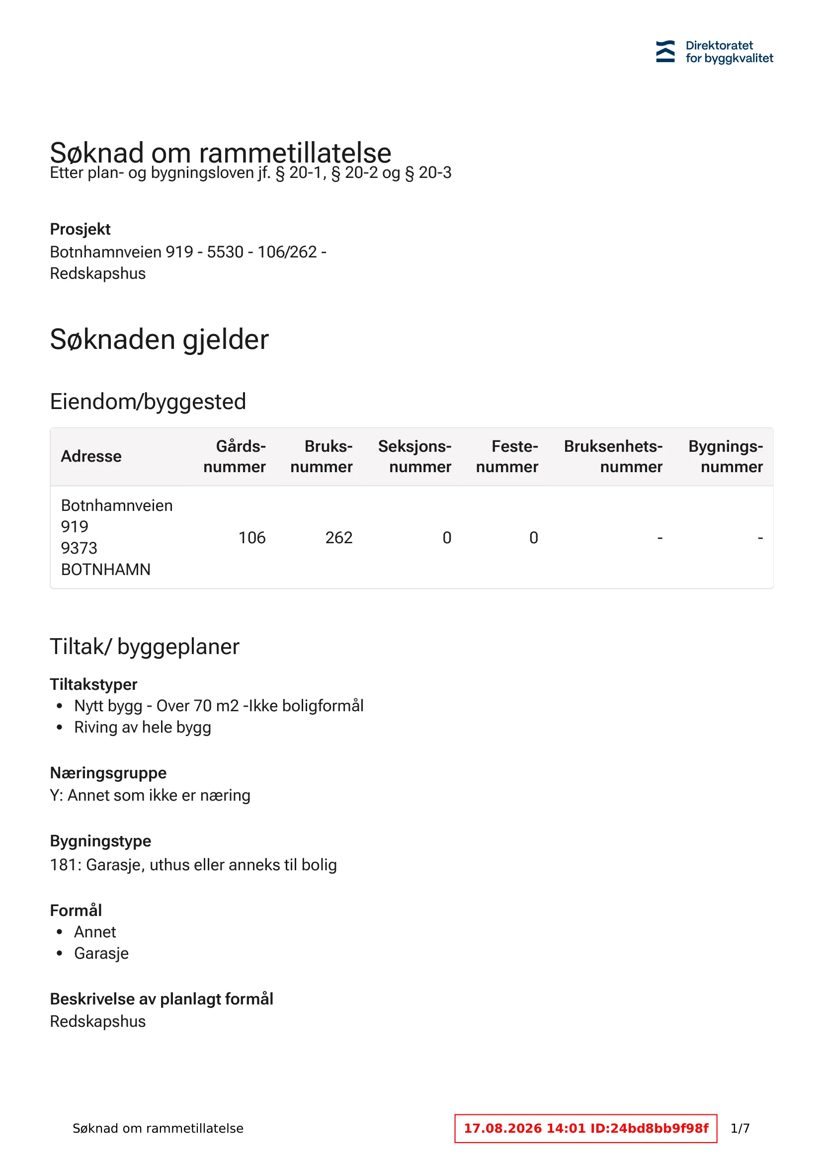 Søknad om rammetillatelse