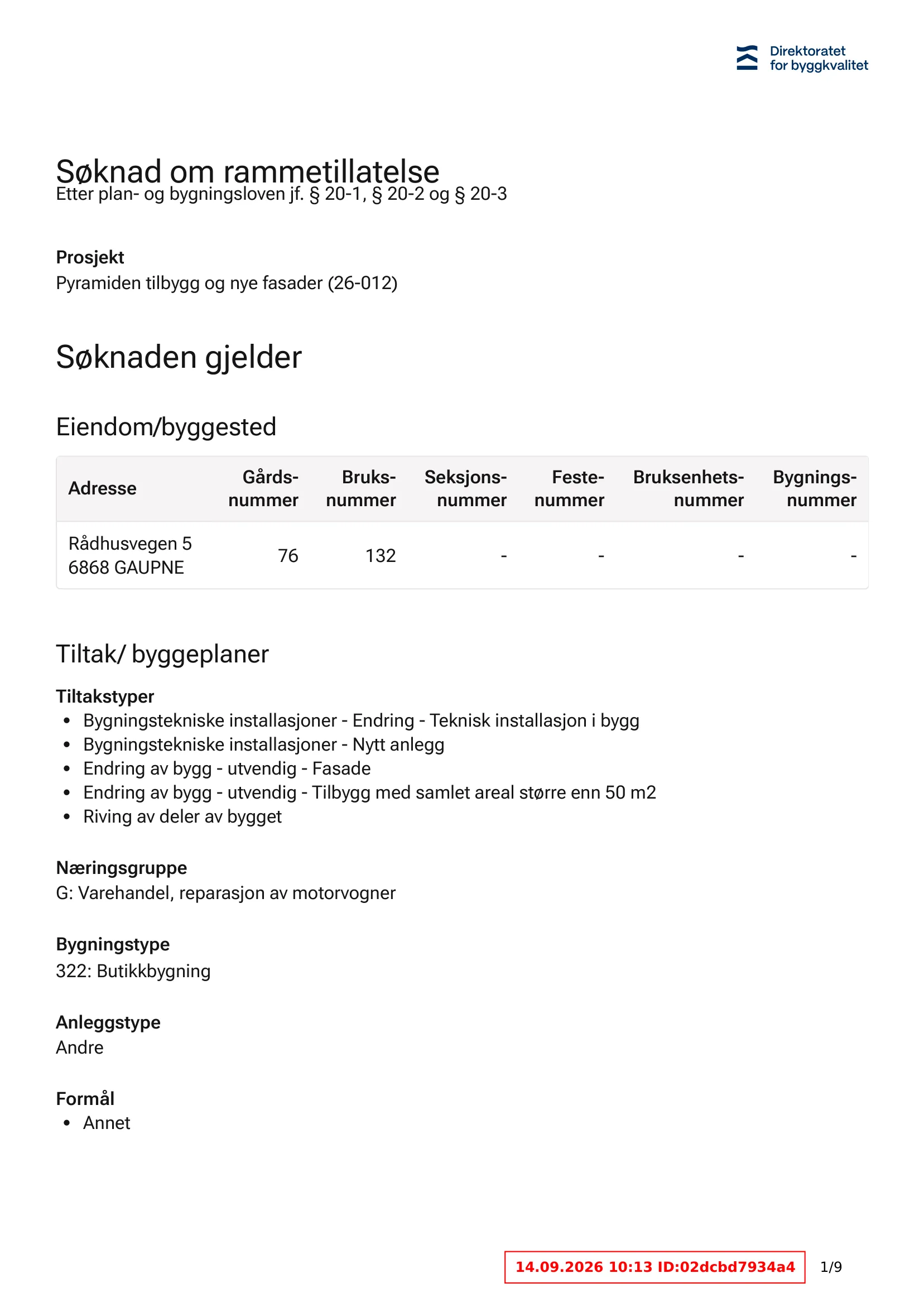 Søknad om rammetillatelse