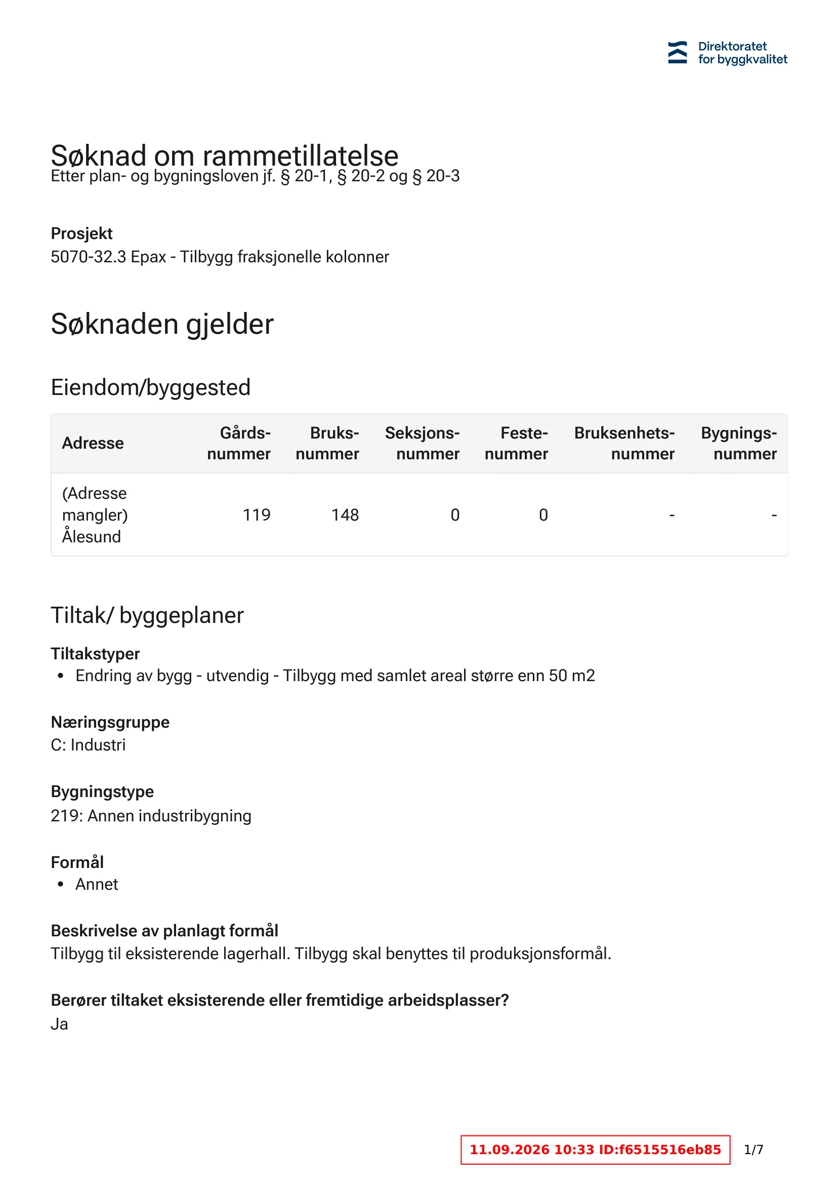 Søknad om rammetillatelse
