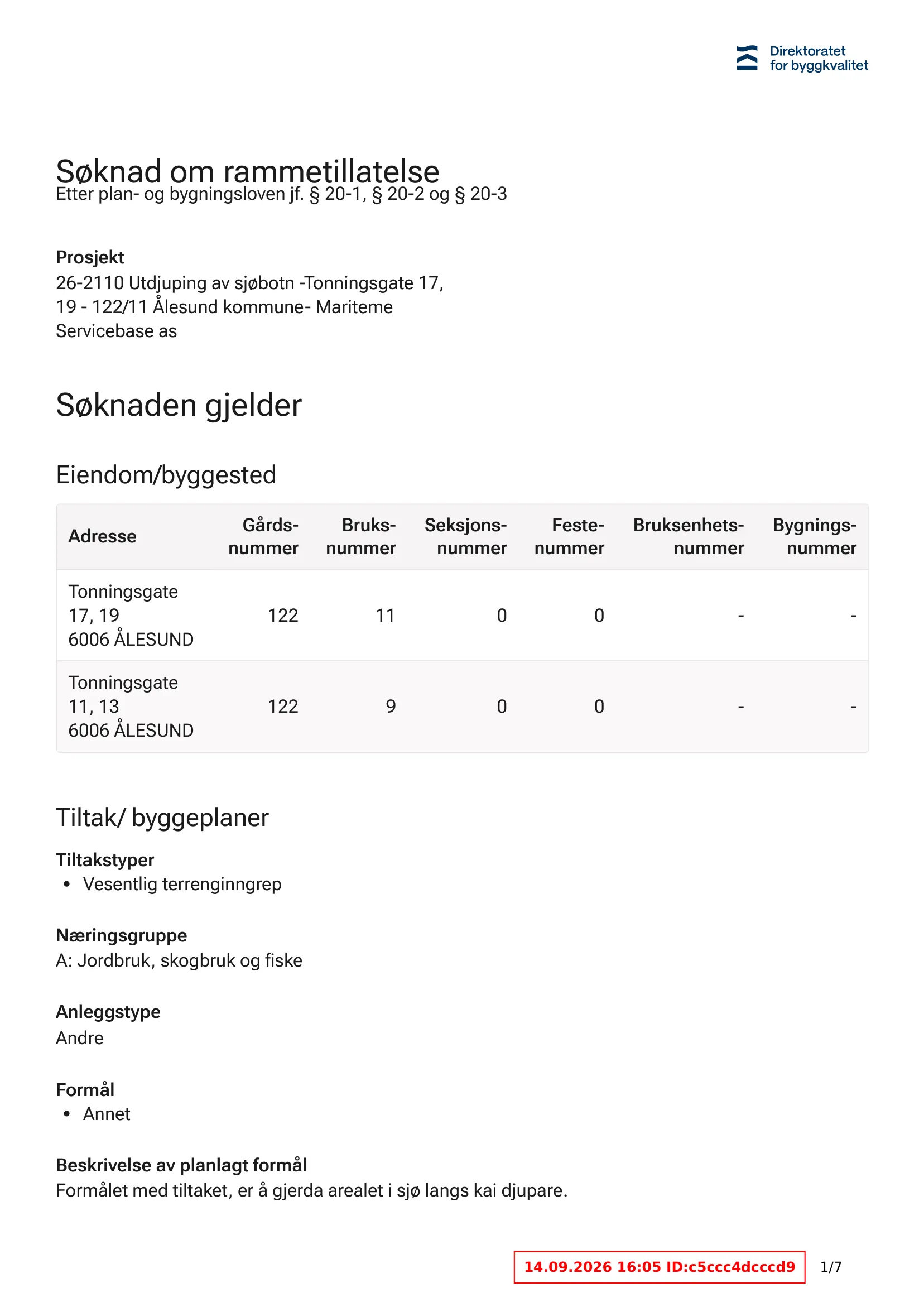 Søknad om rammetillatelse