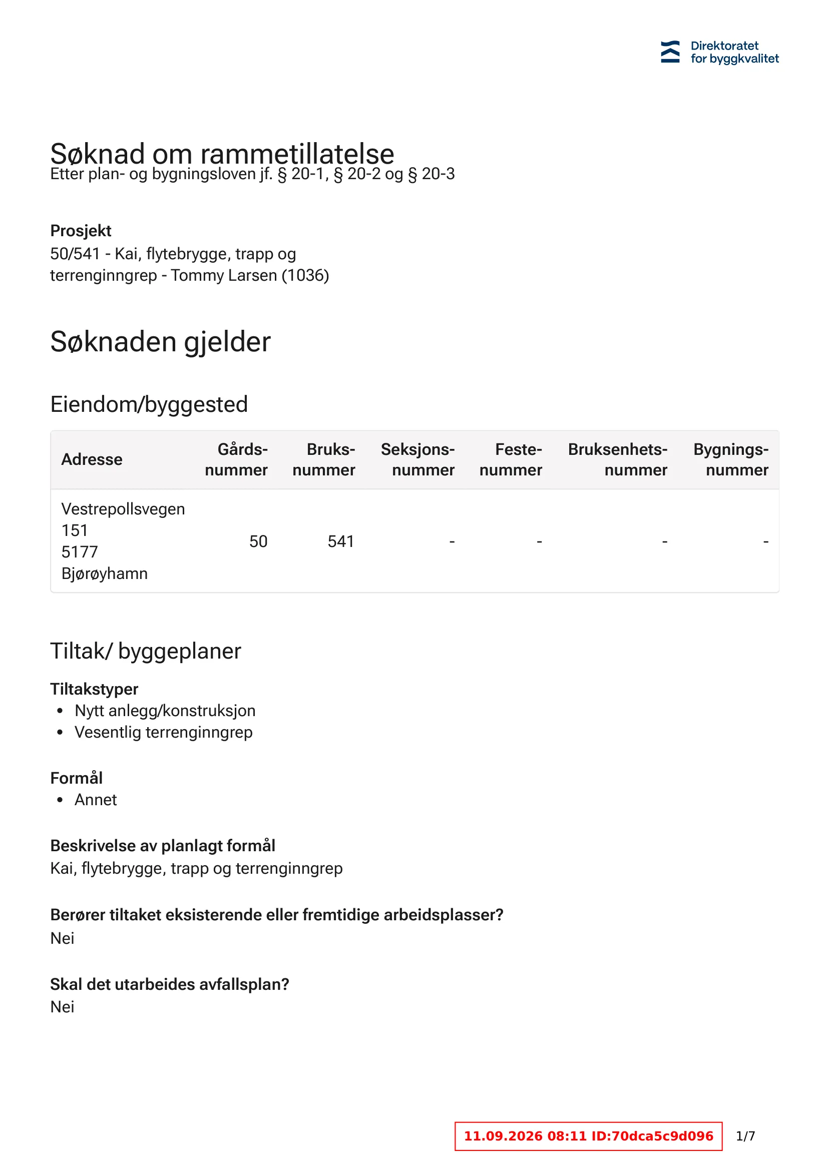 Søknad om rammetillatelse
