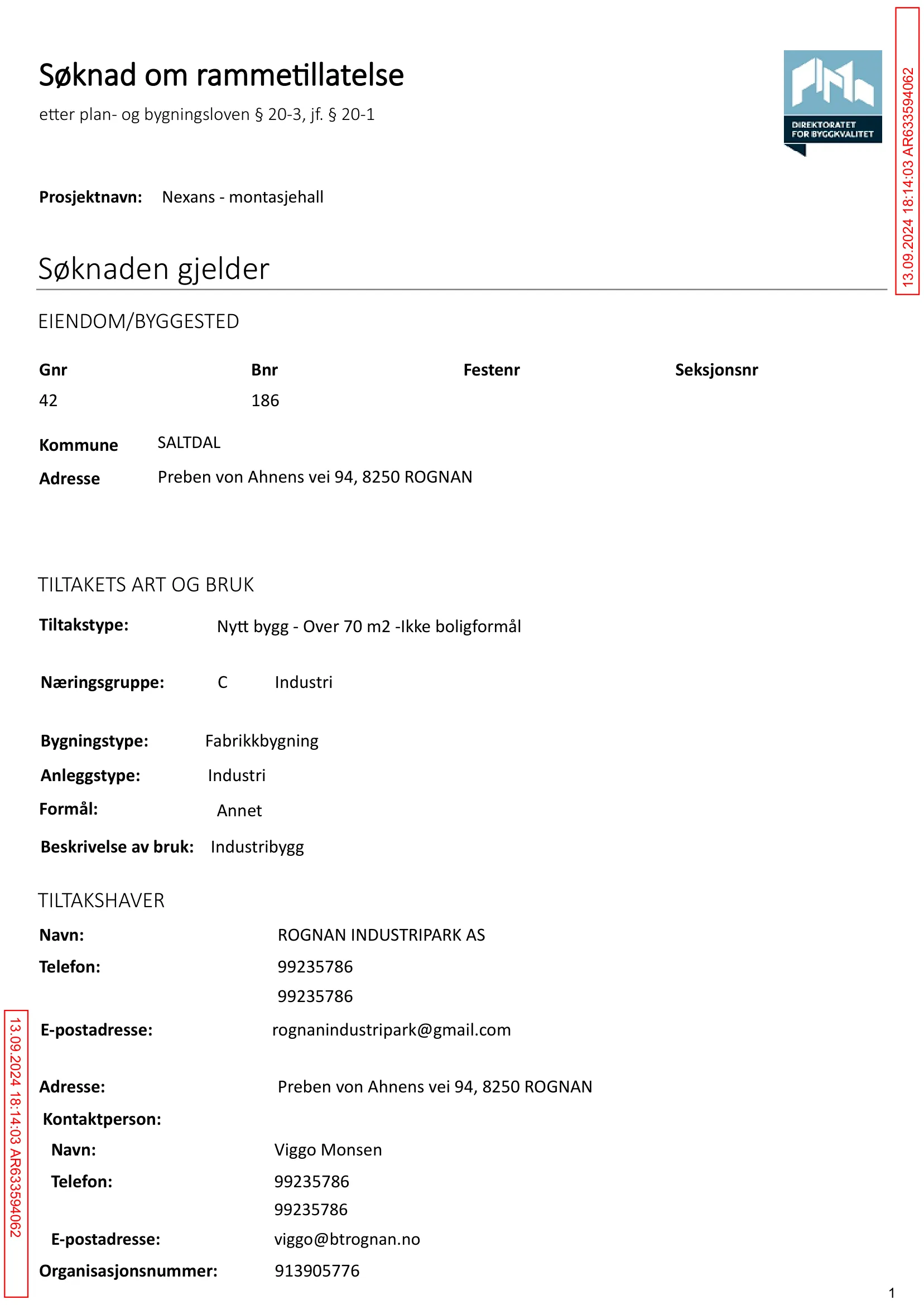 Søknad om rammetillatelse