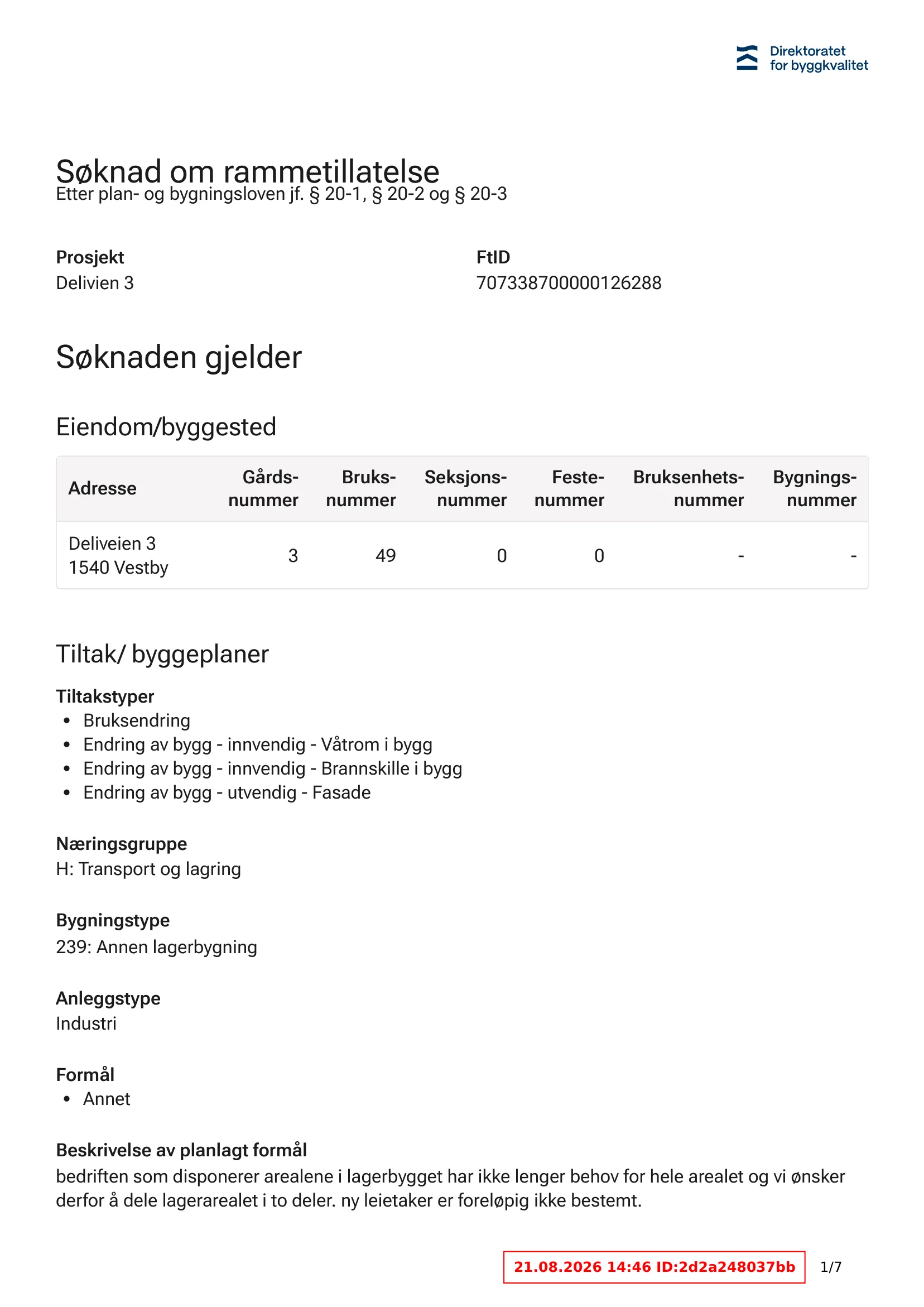 Søknad om rammetillatelse