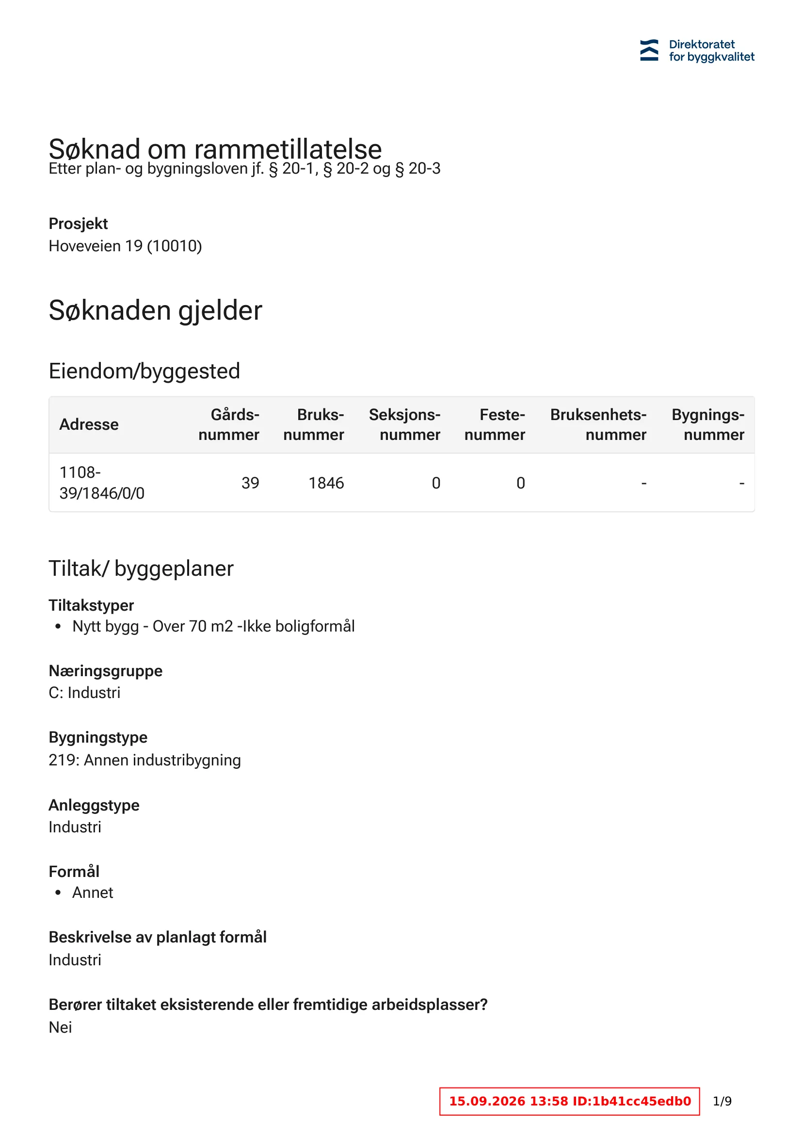 Søknad om rammetillatelse
