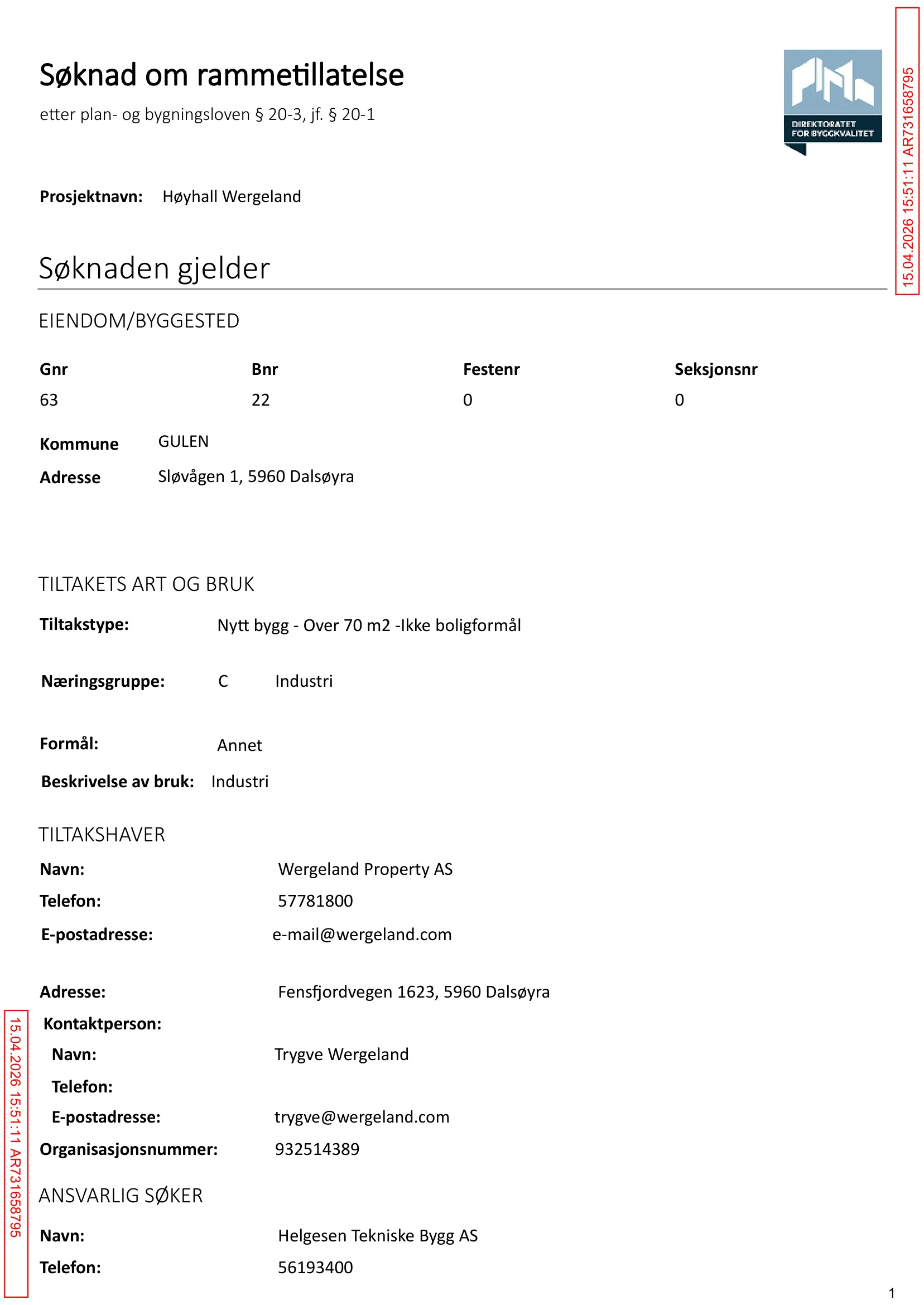 Søknad om rammetillatelse