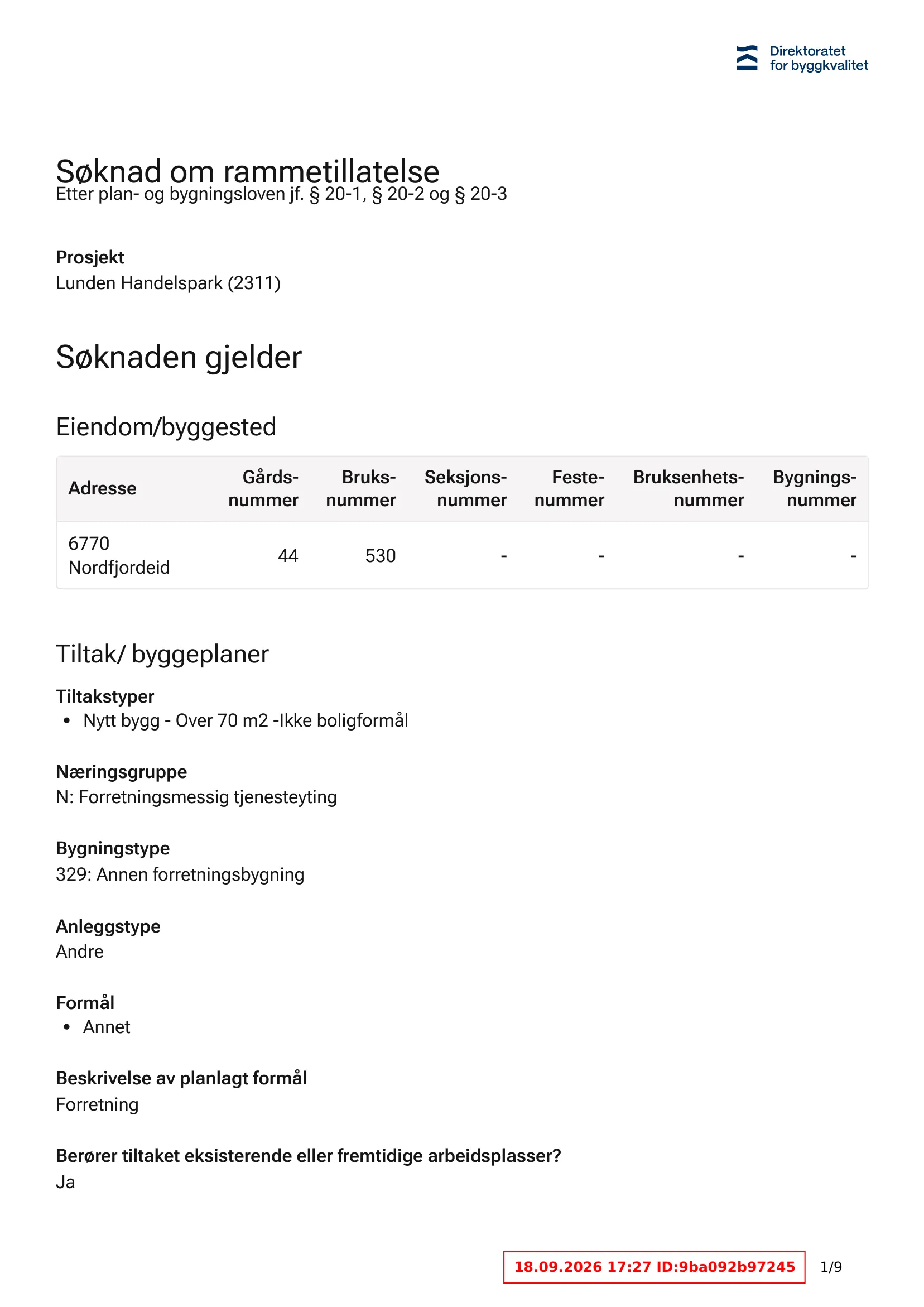 Søknad om rammetillatelse